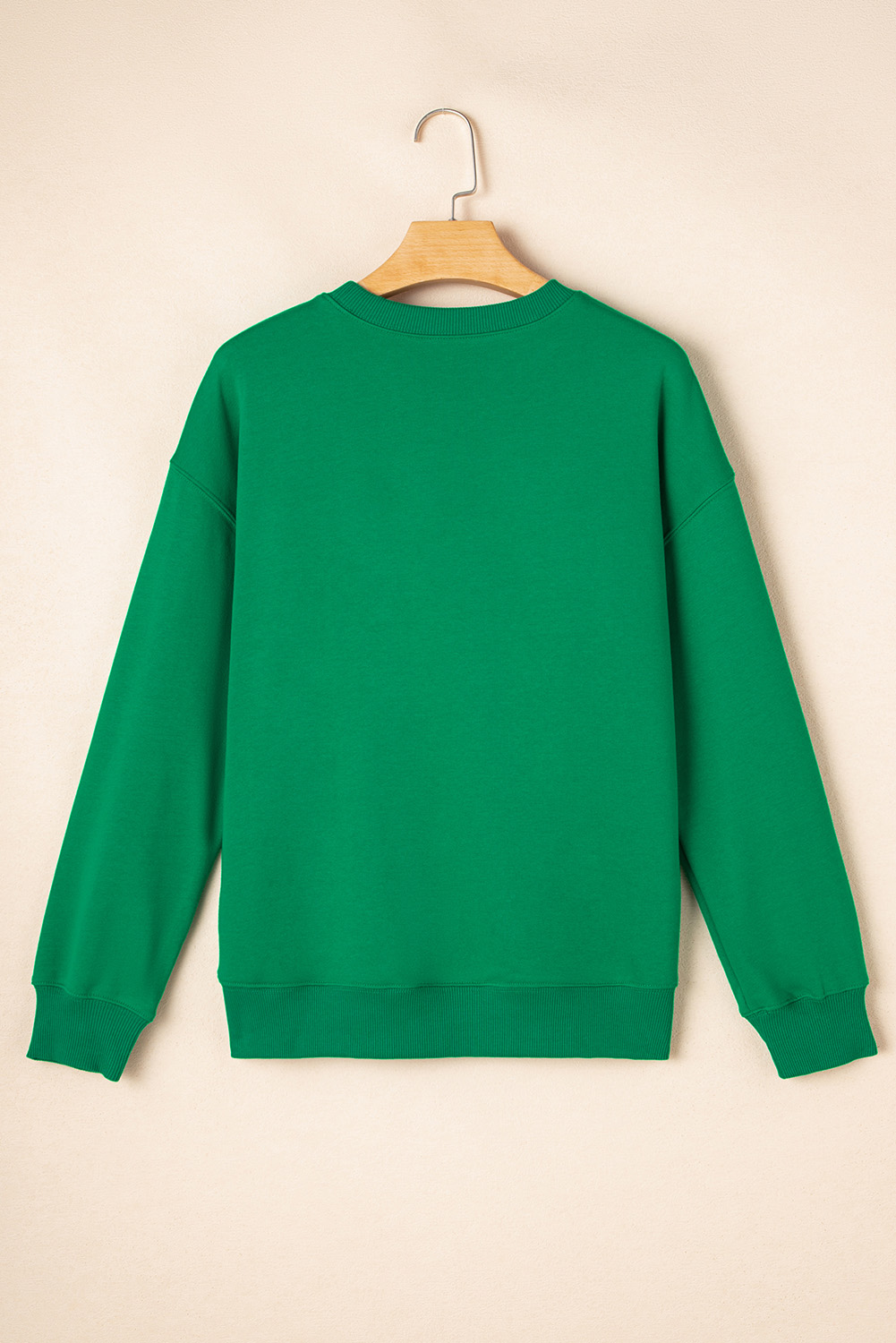 Dark Green Sequin Letter Graphic Father Christmas Patched Sleeve Drop Shoulder Sweatshirt - loveforevers