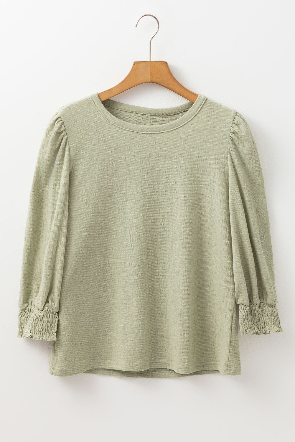 Laurel Green Textured Round Neck Half Sleeve Blouse - loveforevers