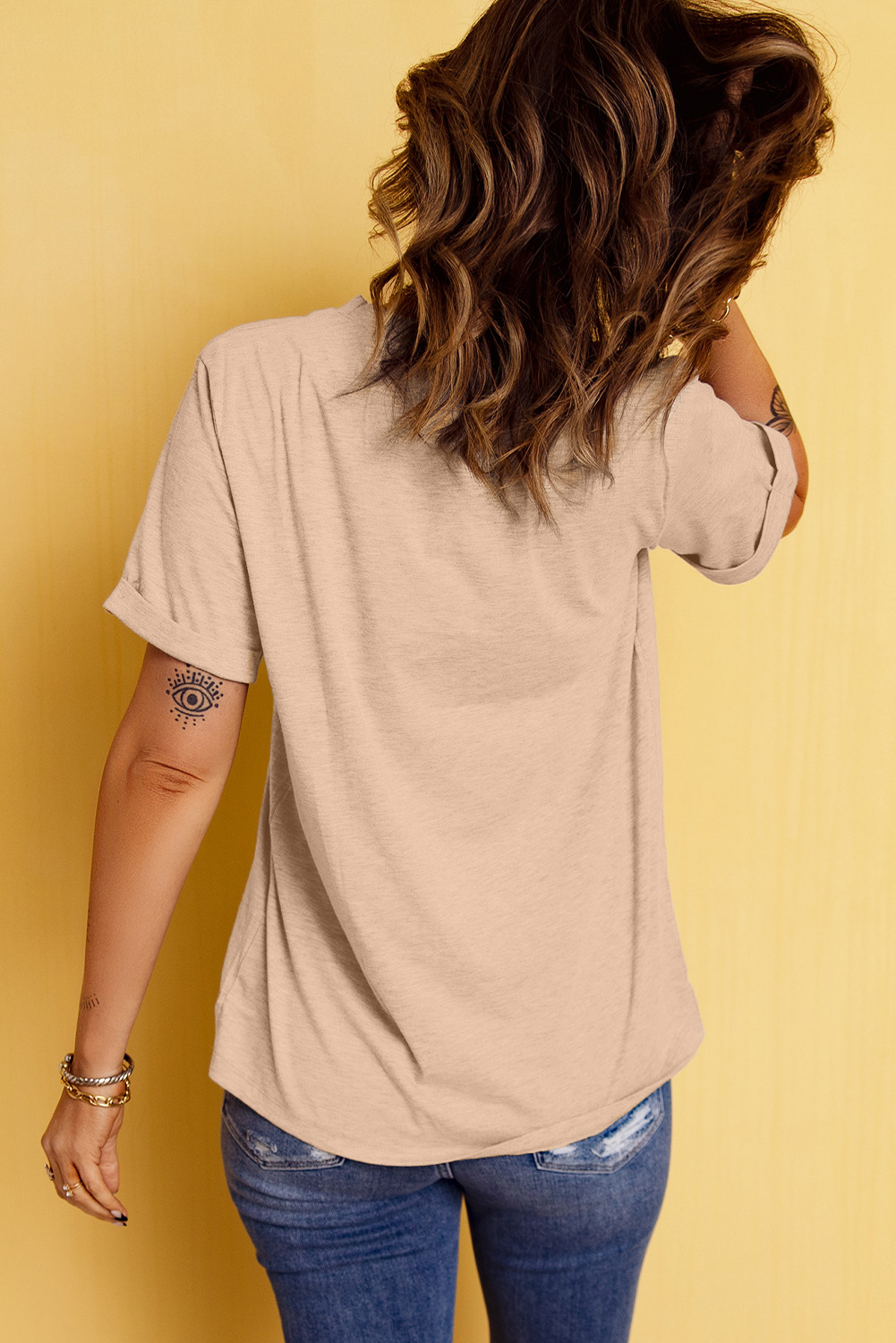 Khaki Sequin Rodeo Graphic Crewneck Tee - loveforevers