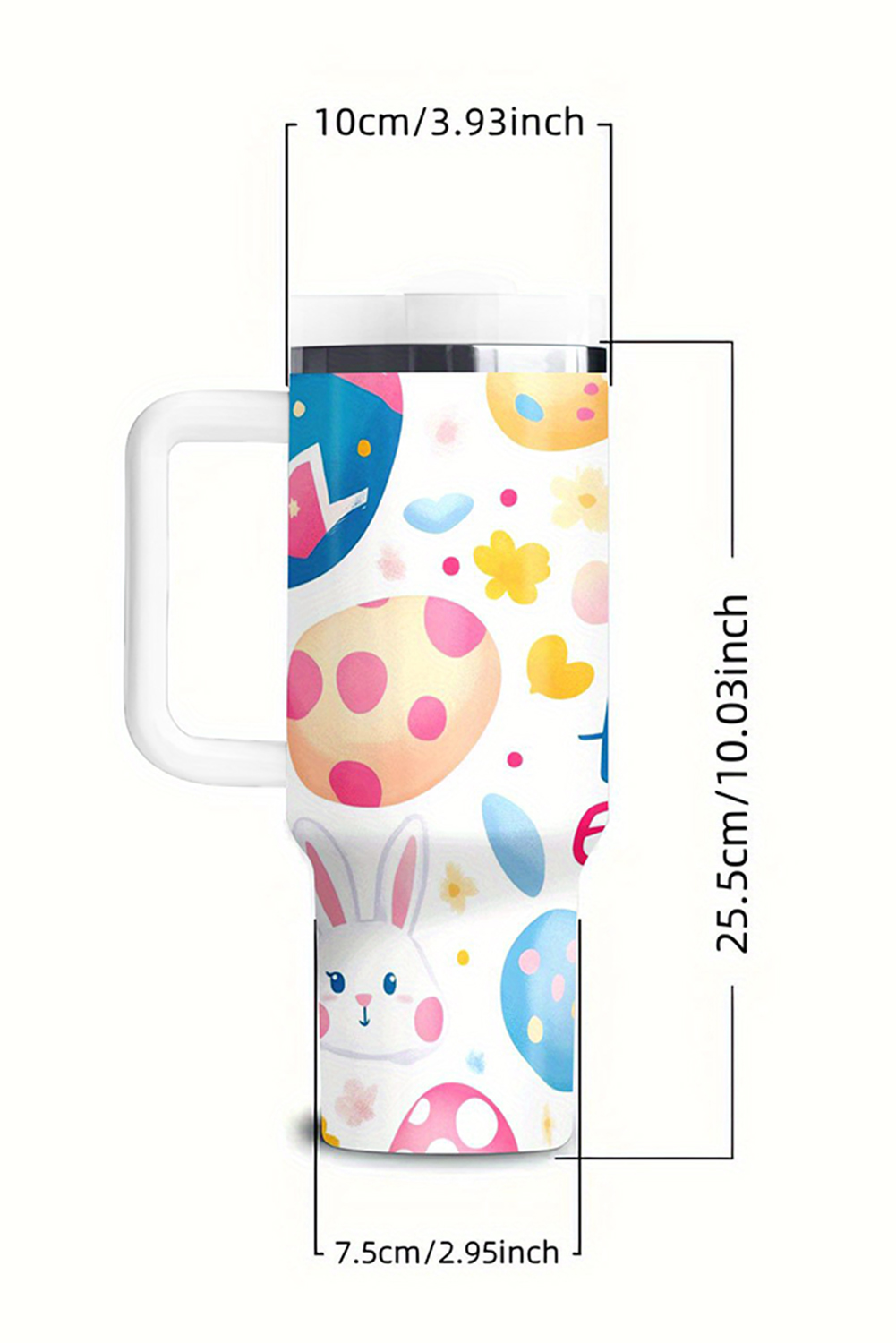 White Happy Easter Bunny Eggs Printed Thermal Tumbler - loveforevers