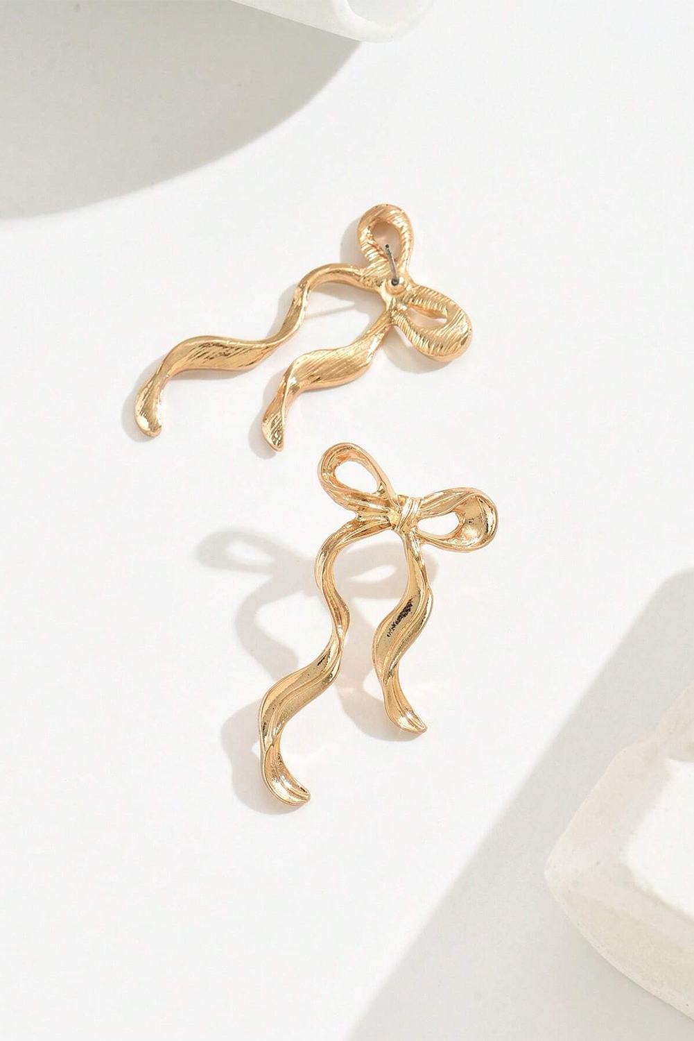 Gold Bow Knot Shape Plated Alloy Stud Earrings - loveforevers