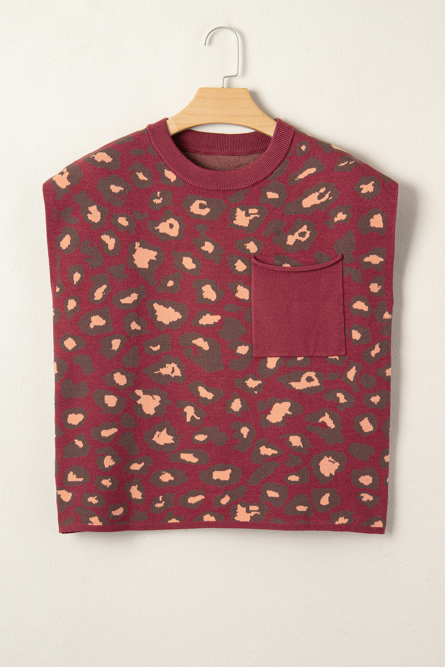 Red Leopard Print Cap Sleeve Knitted Top - loveforevers