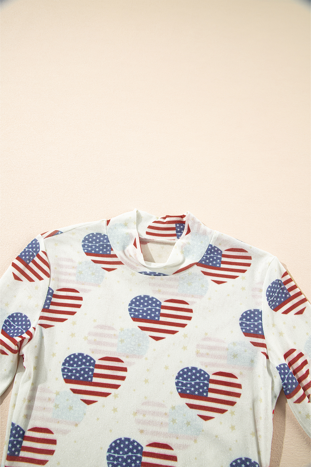 White Americana Glitter Mesh Long Sleeve Bodysuit - loveforevers