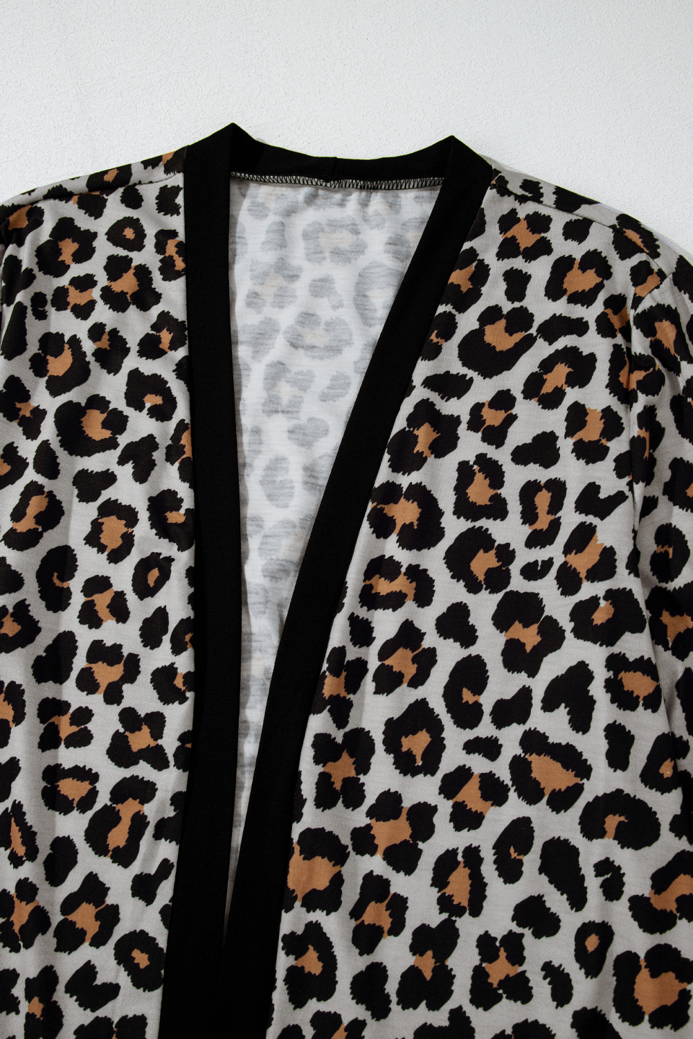 Black Leopard Patched Pocket Open Front Cardigan - loveforevers