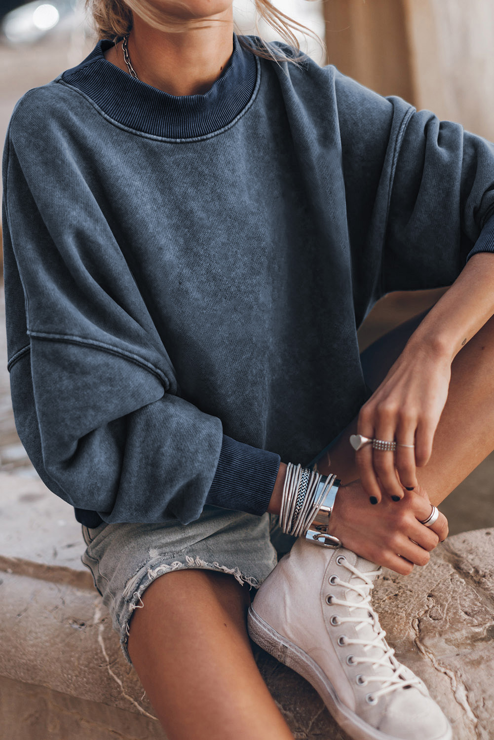 Brown Drop Shoulder Crew Neck Pullover Sweatshirt - loveforevers