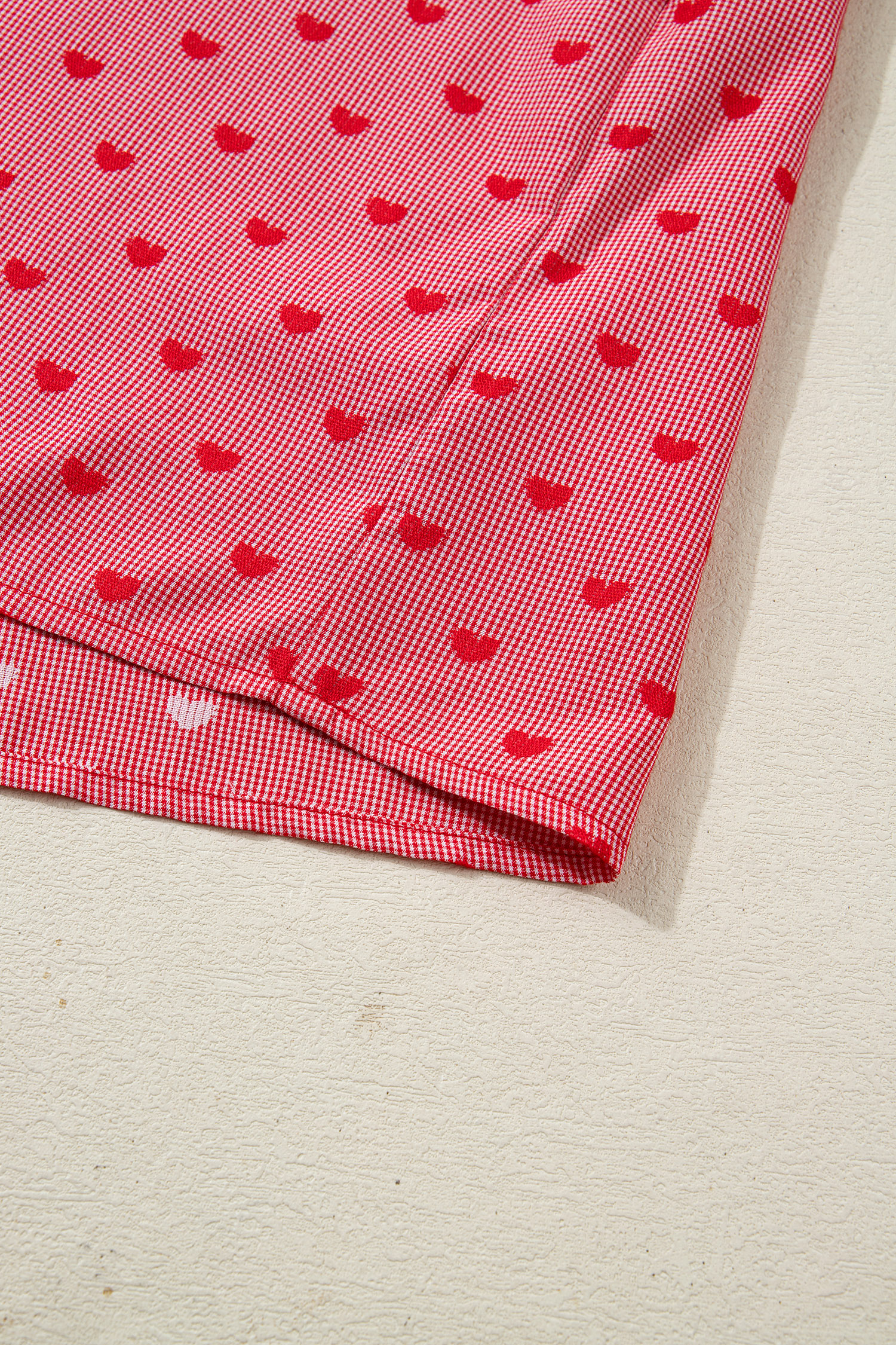 Red Heart Shape Print Half Sleeve Loose Valentine Shirt - loveforevers