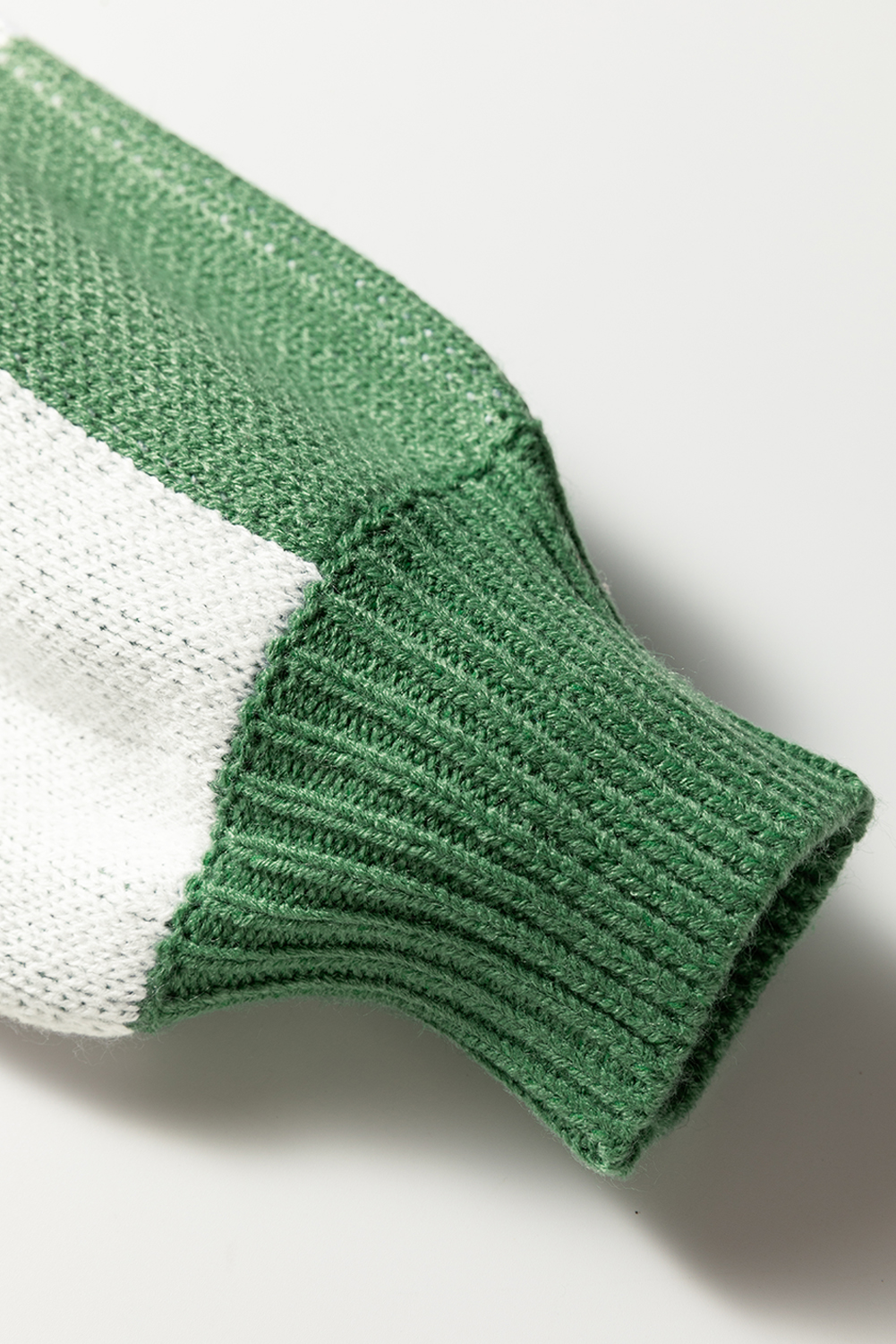 Mist Green Checkered Pattern Polo Collar Loose Sweater - loveforevers