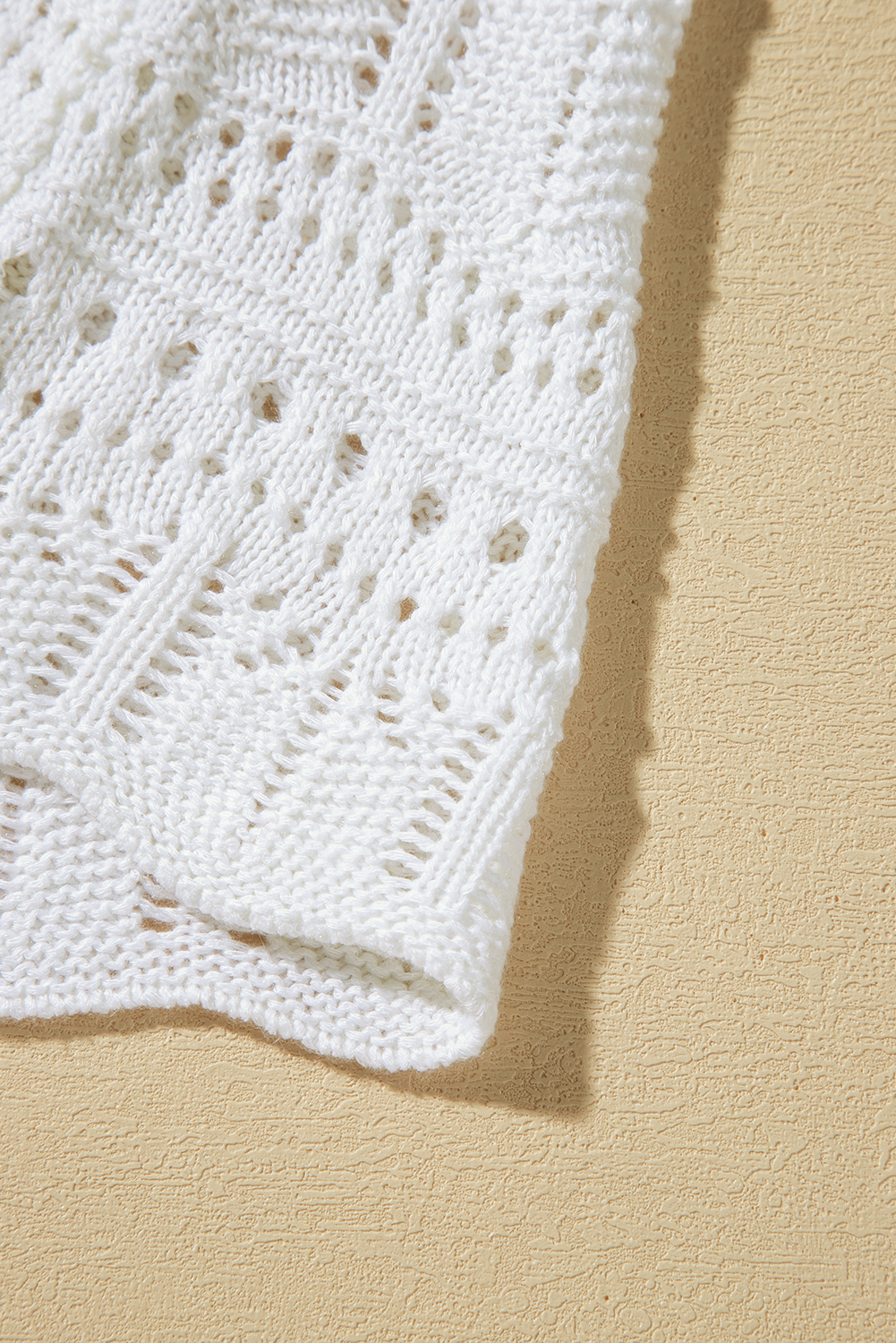 White V Neck Textured Hollow-out Sweater Vest - loveforevers