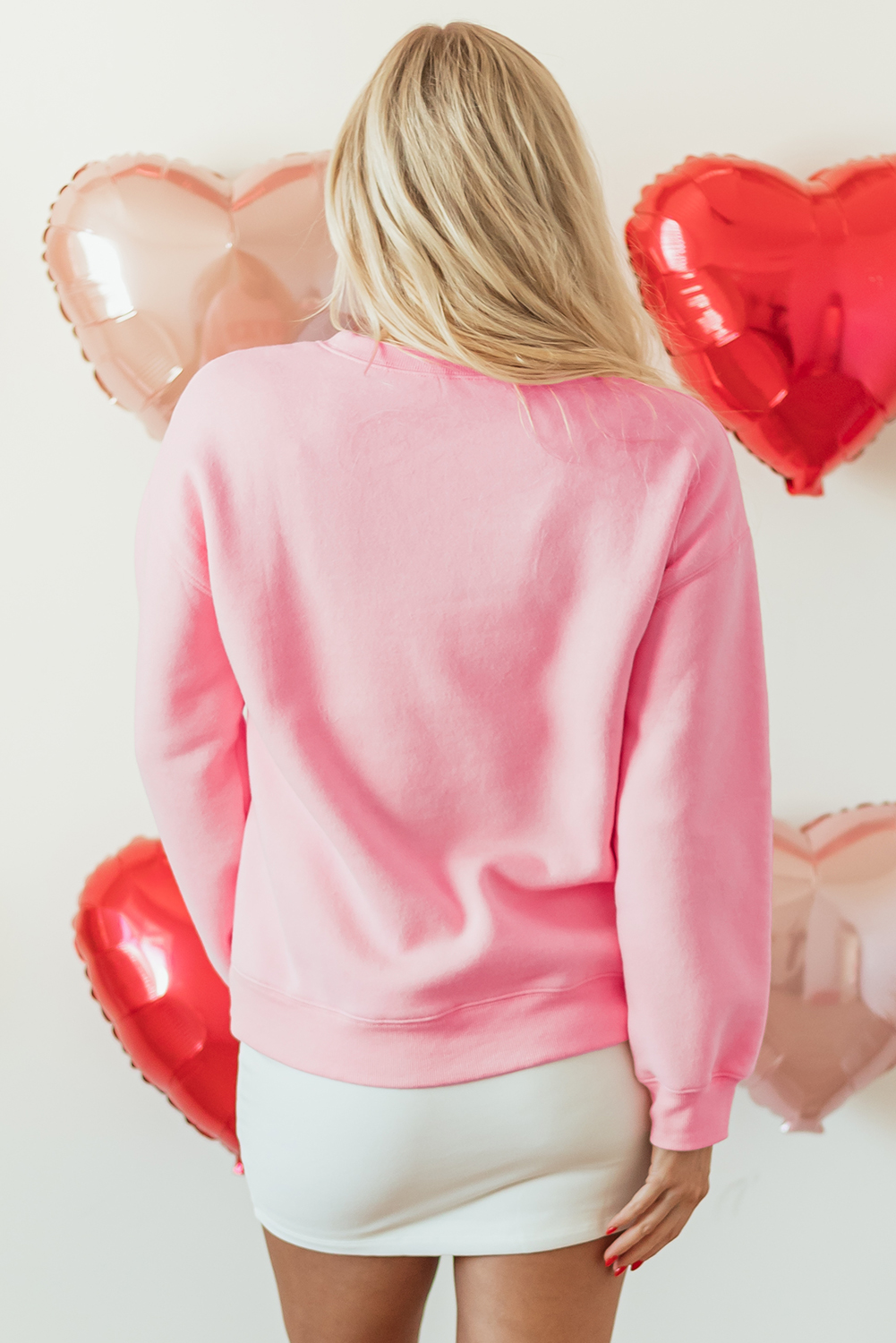 Pink LOVER Puff Print Drop Shoulder Pullover Sweatshirt - loveforevers