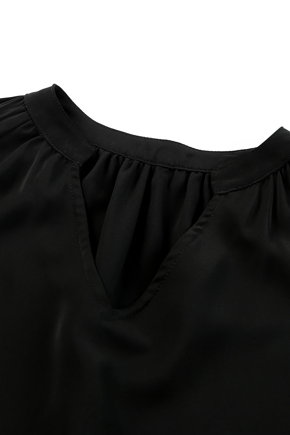 Black V Neck Long Puff Sleeve Top - loveforevers
