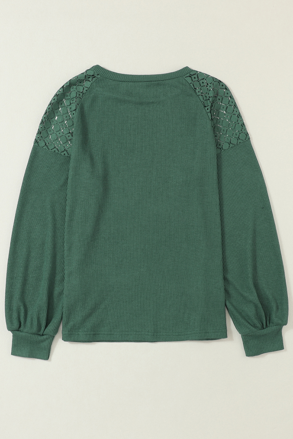 White Lace Long Sleeve Textured Pullover - loveforevers