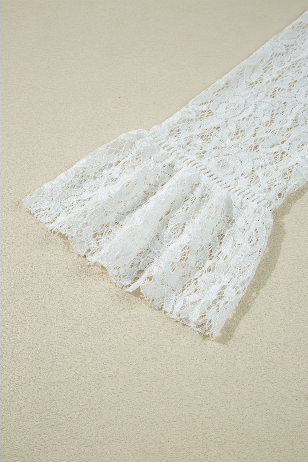 White Tie V Neck Lace Ruffle Detail Long Sleeve Blouse - loveforevers