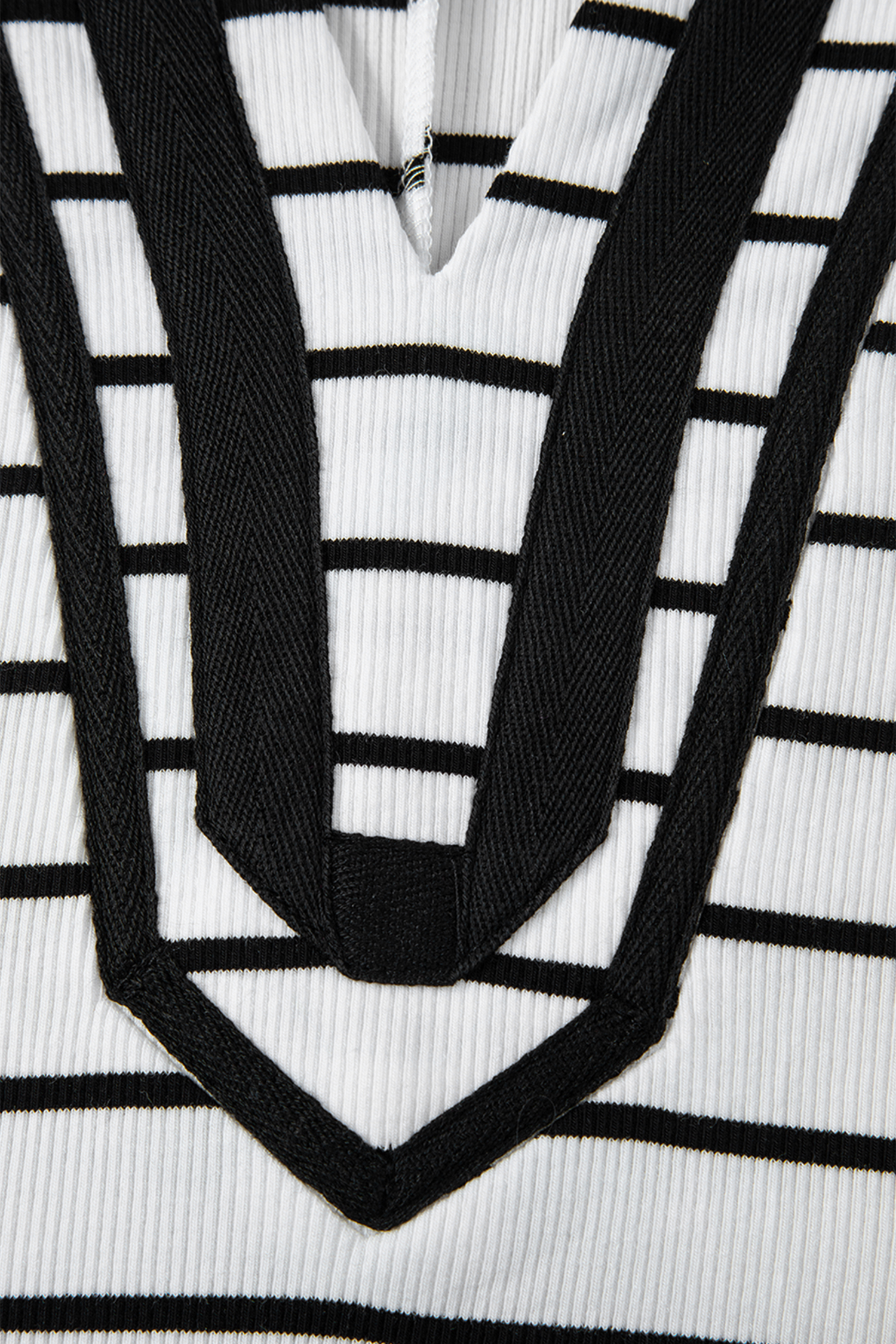 White Stripe Stand Collar V Neck Elastic Cuffs Half Sleeve Dolman Top - loveforevers