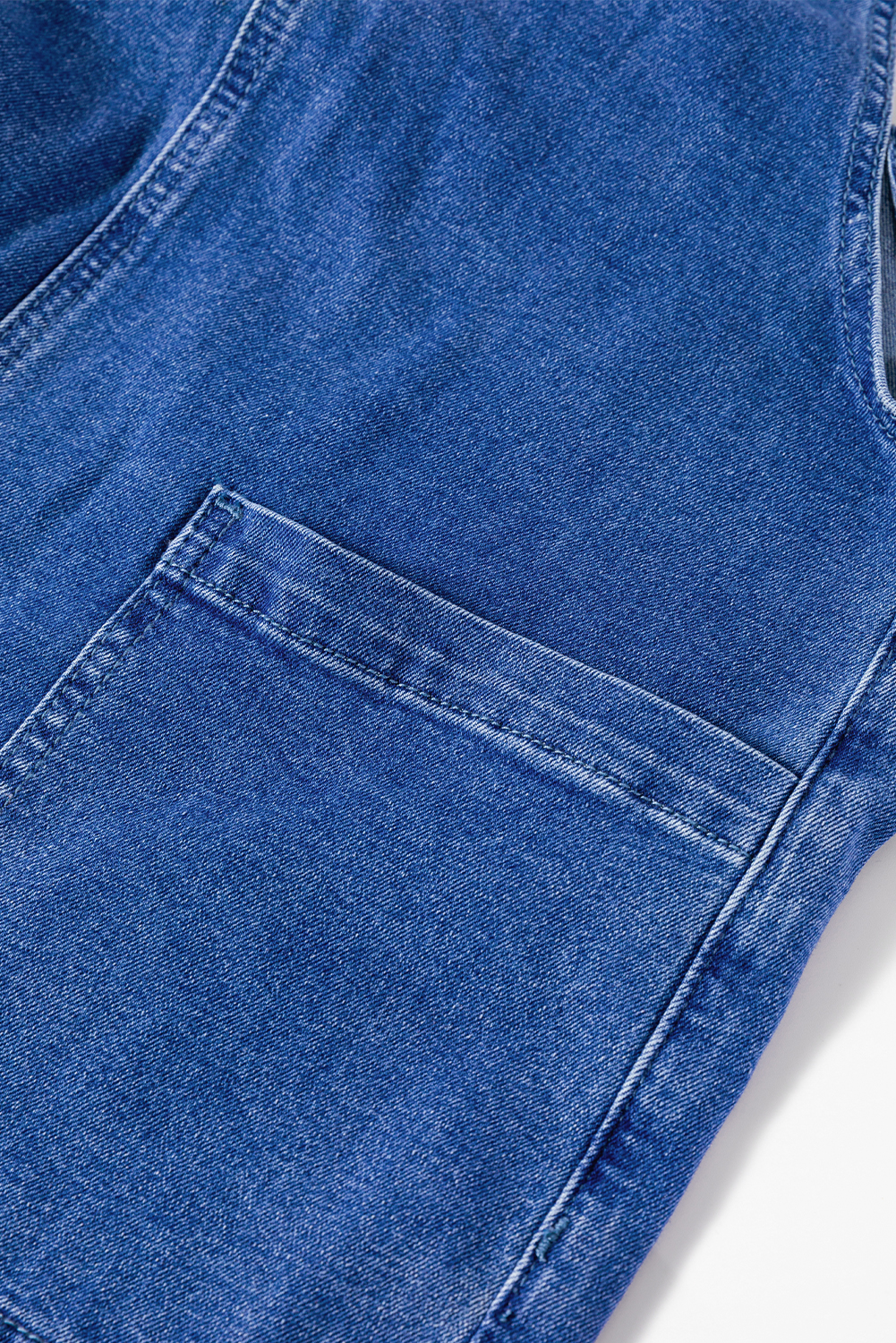 Prussian Blue Mineral Wash Knotted Strap Patched Pocket Wide Leg Denim Overall - loveforevers