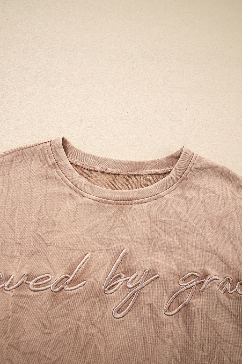 DUNE saved by grace Letter Embroidery Mineral Wash Loose Sweatshirt - loveforevers