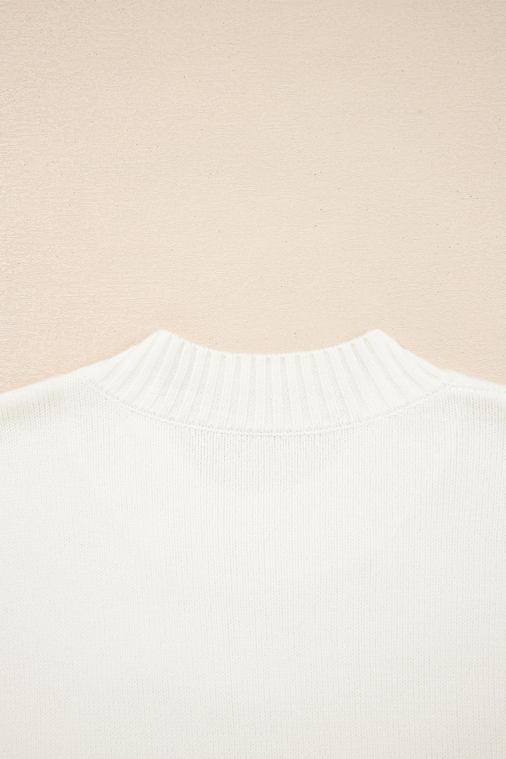 White Embroidered Flower Bouquet Ribbed Trim Loose Sweater - loveforevers