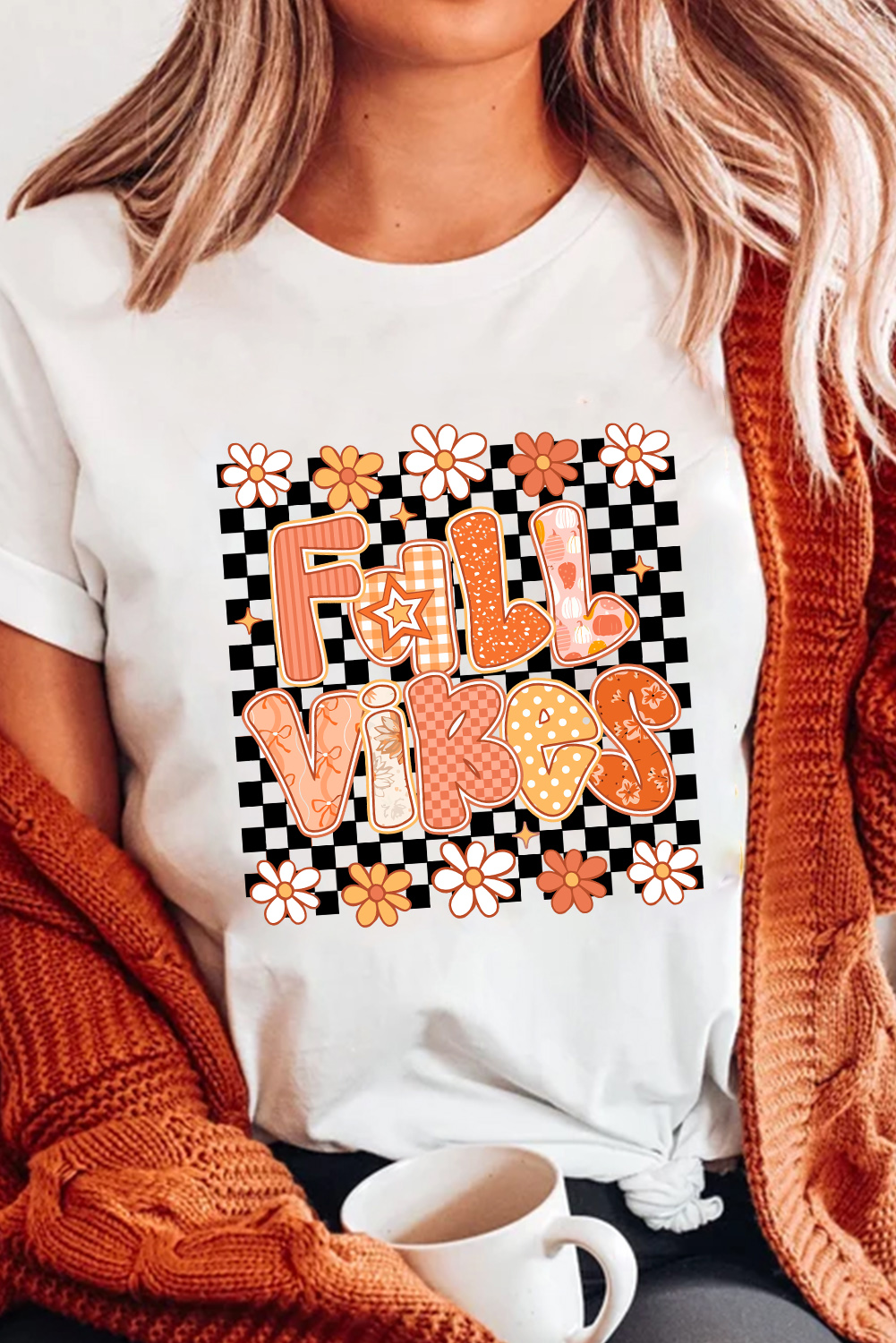White FALL VIBES Cute Graphic Heat Transfer Tee - loveforevers