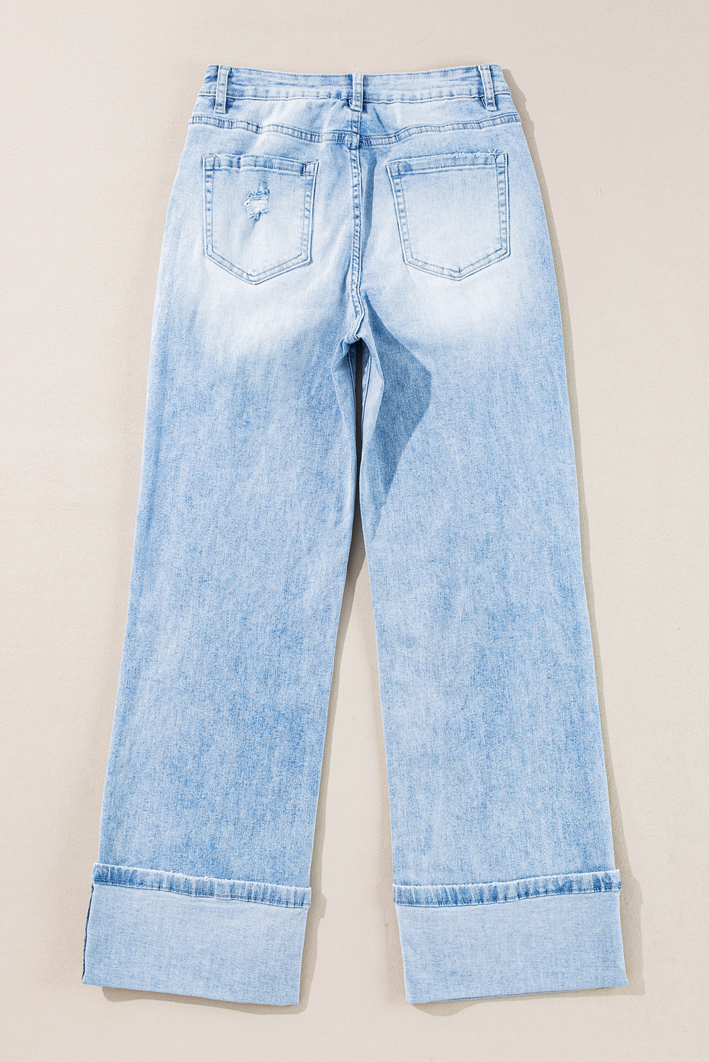 Beau Blue Light Wash Distressed Straight Jeans - loveforevers