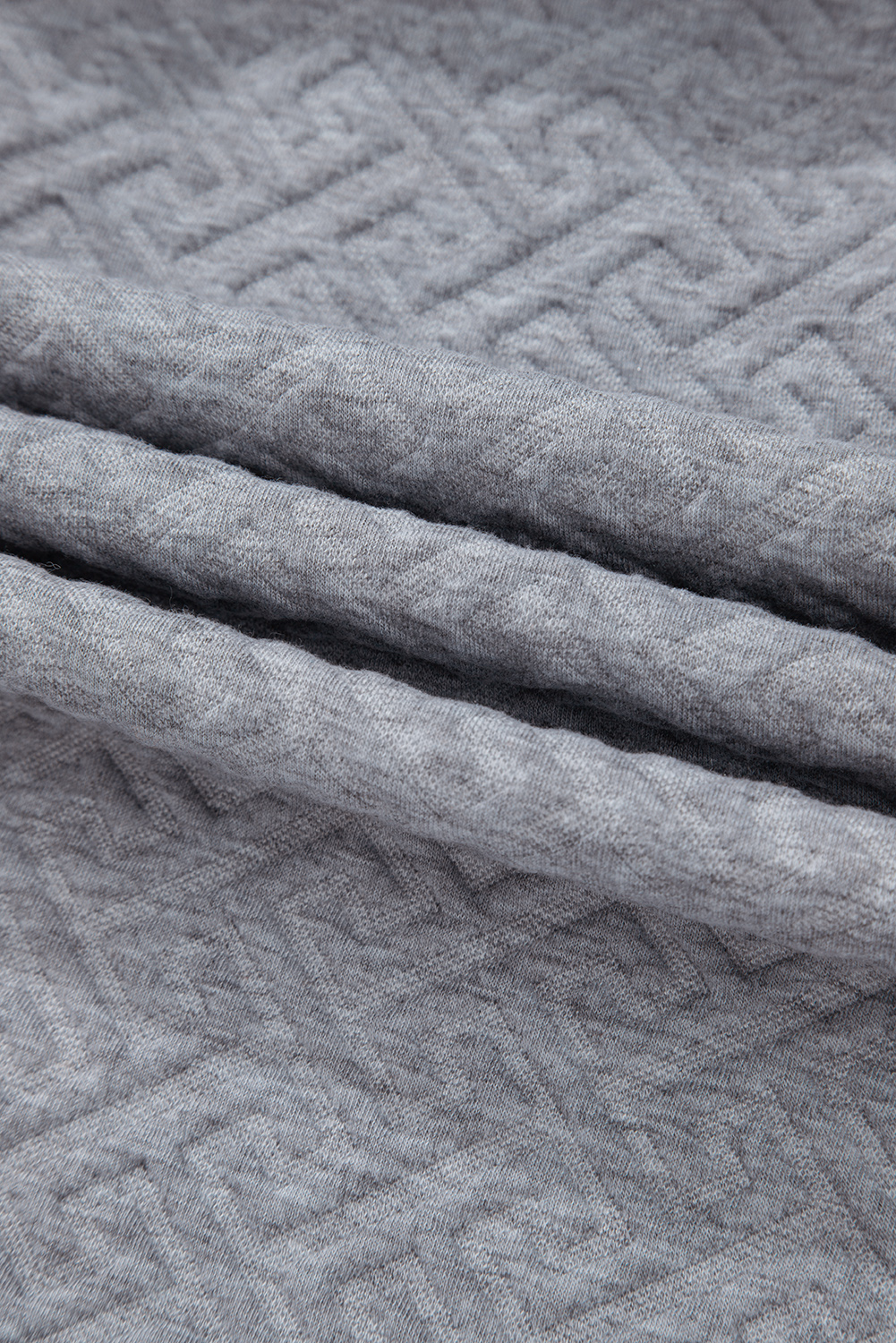 Gray Solid Textured Half Zipper Collared Sweatshirt - loveforevers