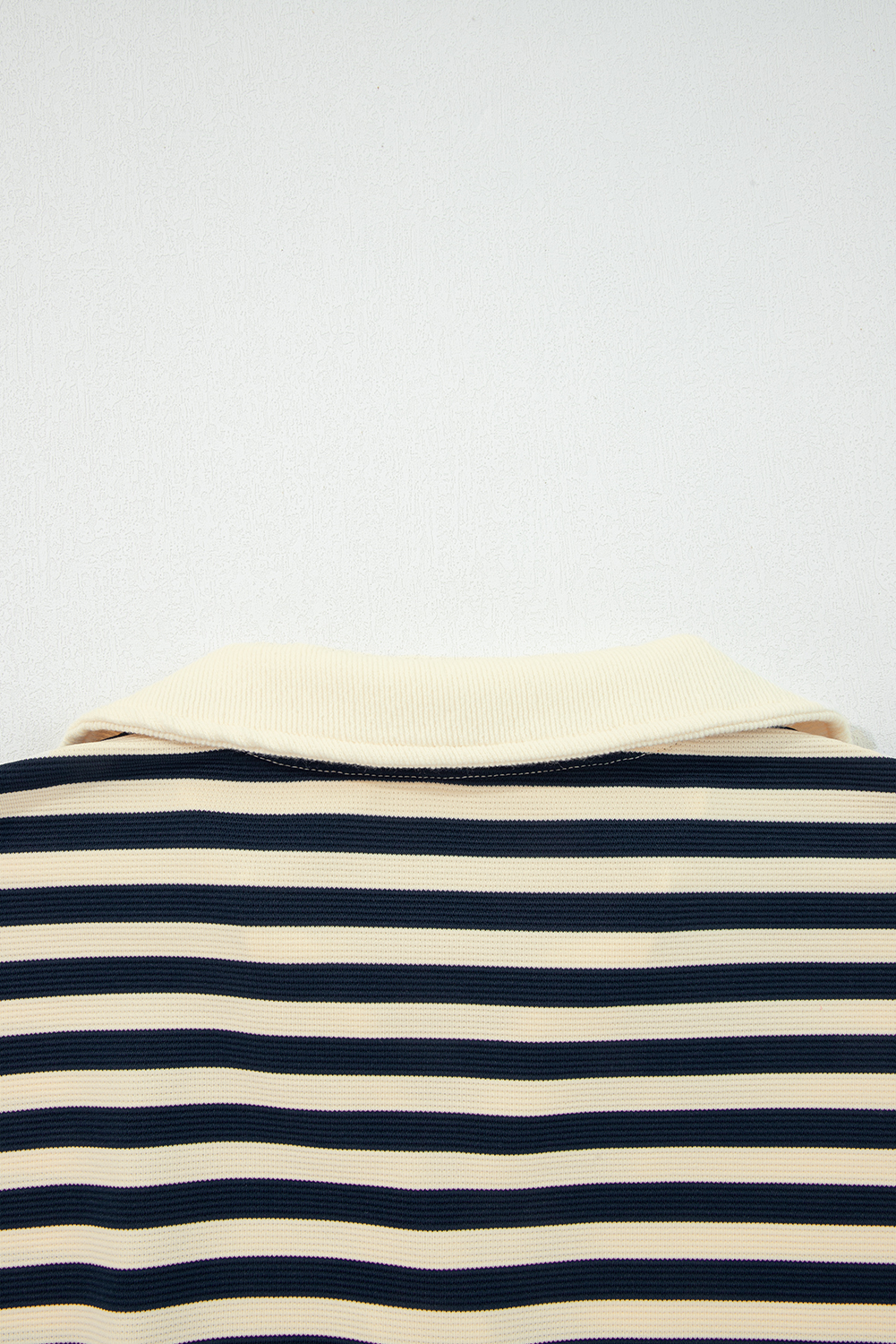 Blue Stripe Collared V Neck Long Sleeve Casual Top - loveforevers