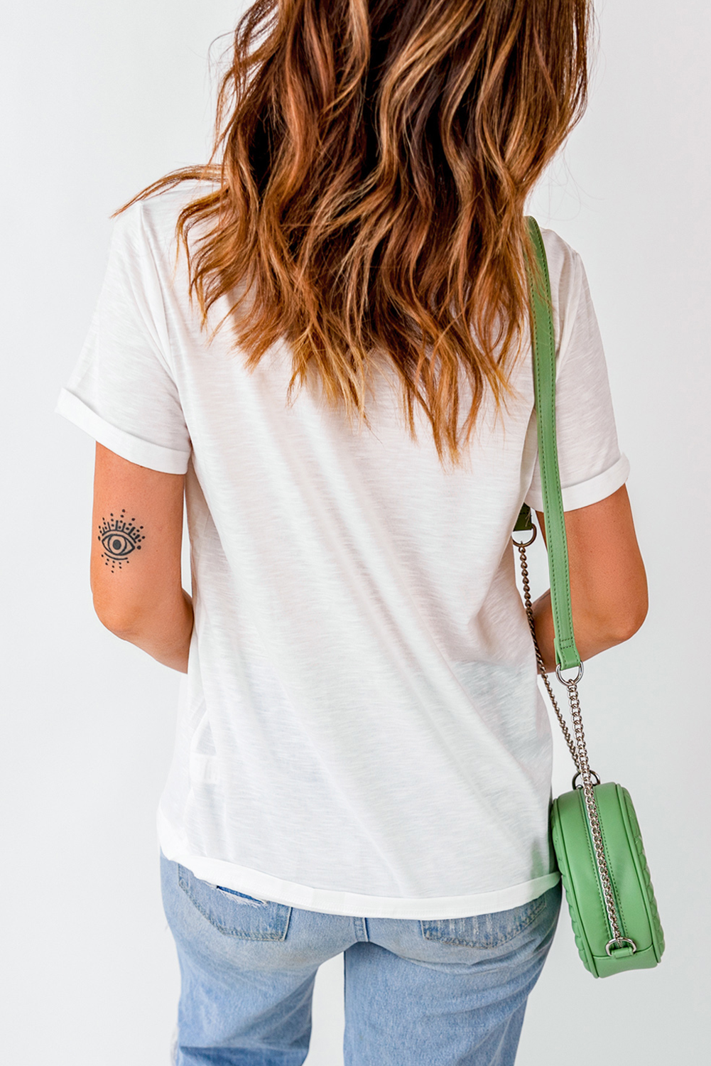 White Polka Dot Bow Rabbit Graphic Crewneck Easter Fashion Tee - loveforevers