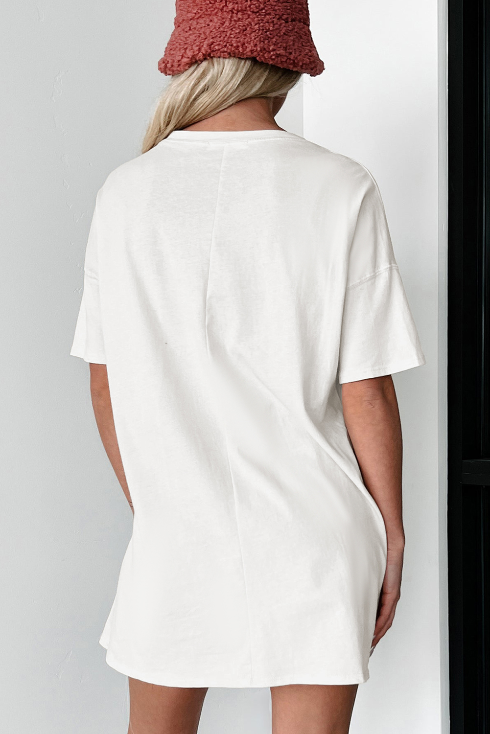White HOWDY Stars Print Crew Neck Loose Fit T Shirt - loveforevers