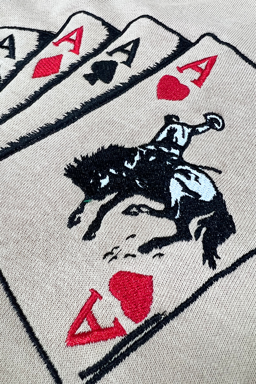 Khaki Poker Queen Embroidered Graphic Tee - loveforevers