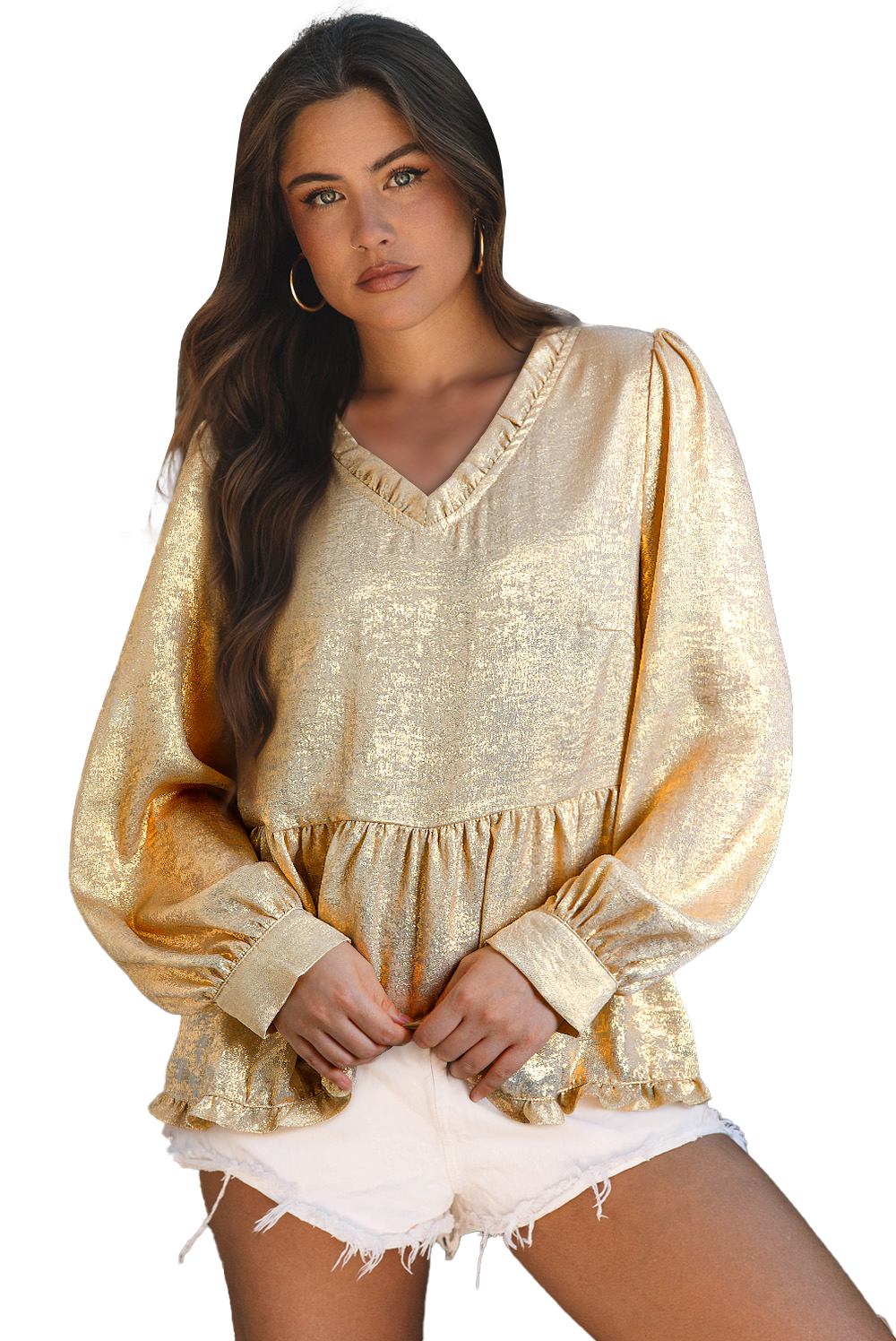 Pale Khaki Metallic Zip up Baseball Jacket - loveforevers