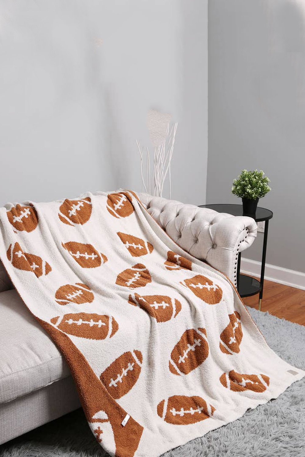 White Leopard & Rugby Football Print Flannel Blanket - loveforevers