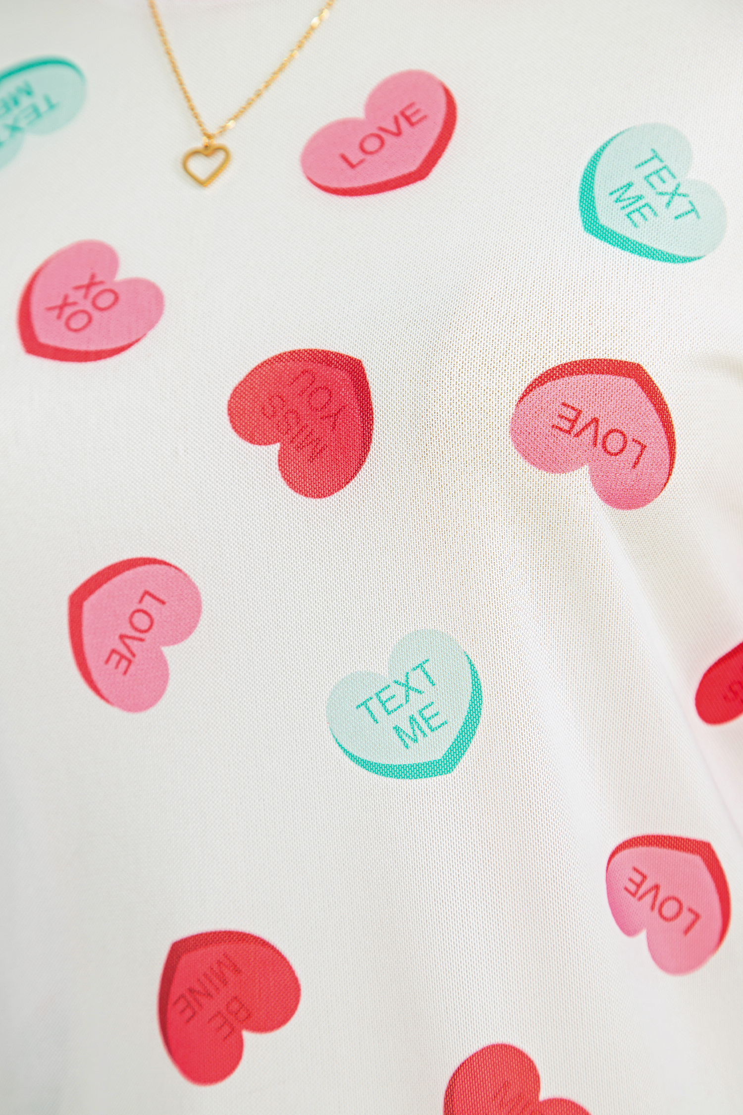 White Sheer Mesh Valentines Slogan Heart Printed Long Sleeve Top - loveforevers