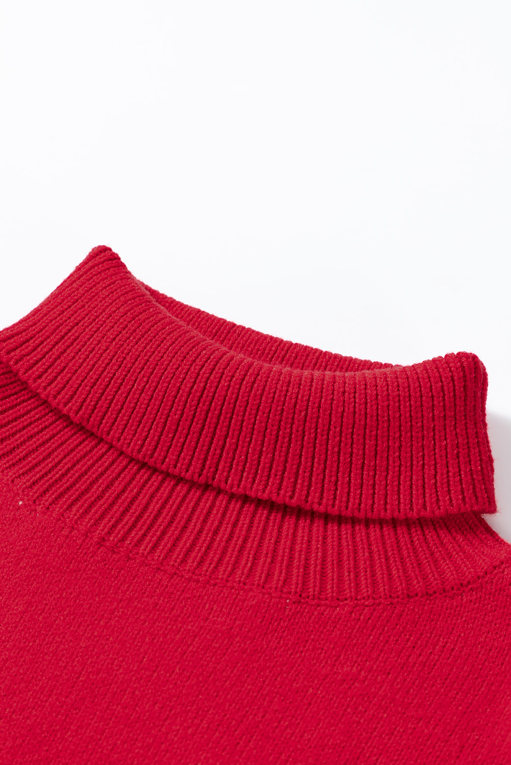 Fiery Red Merry Letter Embroidered High Neck Sweater - loveforevers