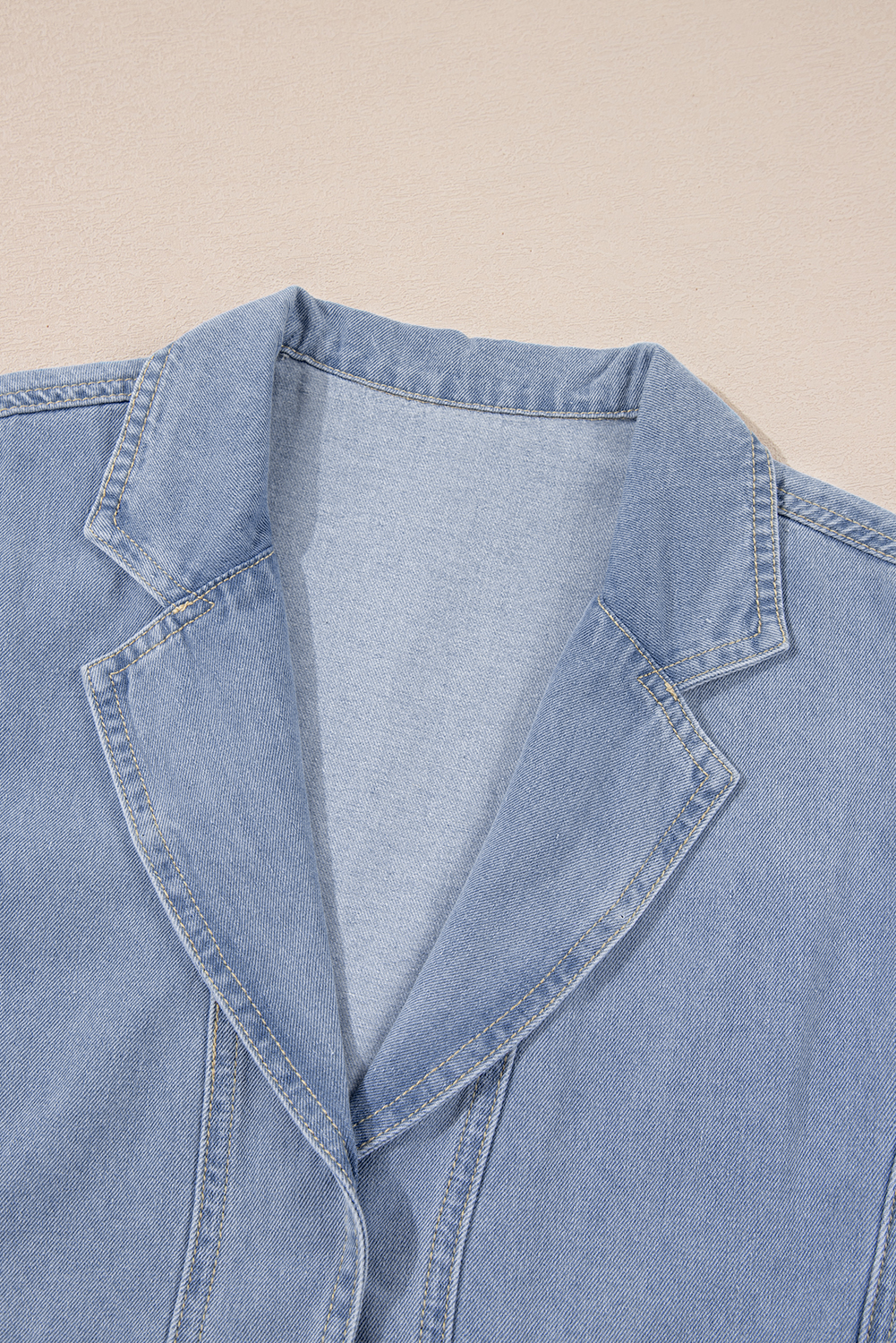 Beau Blue Lapel Neck Cap Sleeve High Waist Denim Babydoll Dress - loveforevers