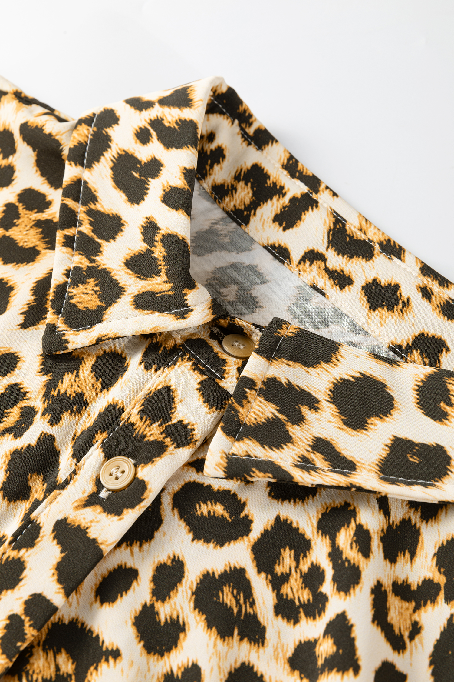 Khaki Contrast Edge Leopard Shirt - loveforevers