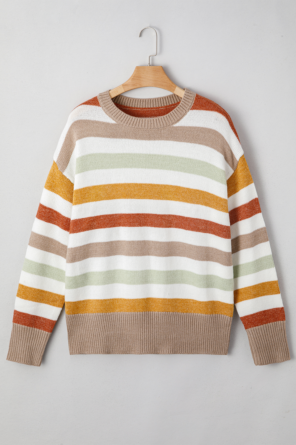 Multicolour Stripe Drop Shoulder Crew Neck Sweater - loveforevers