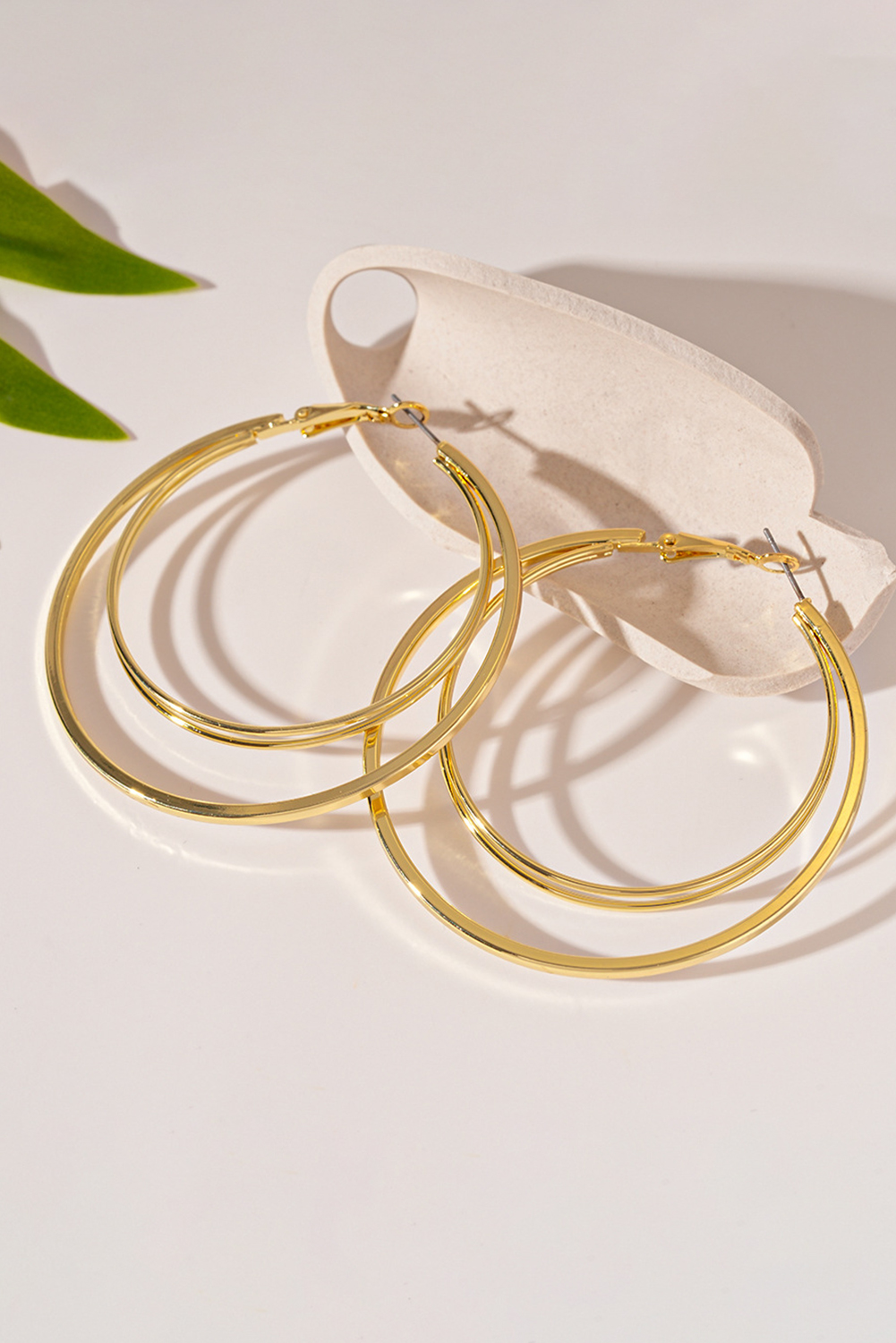 Gold Large Plated Double Hoop Earrings - loveforevers