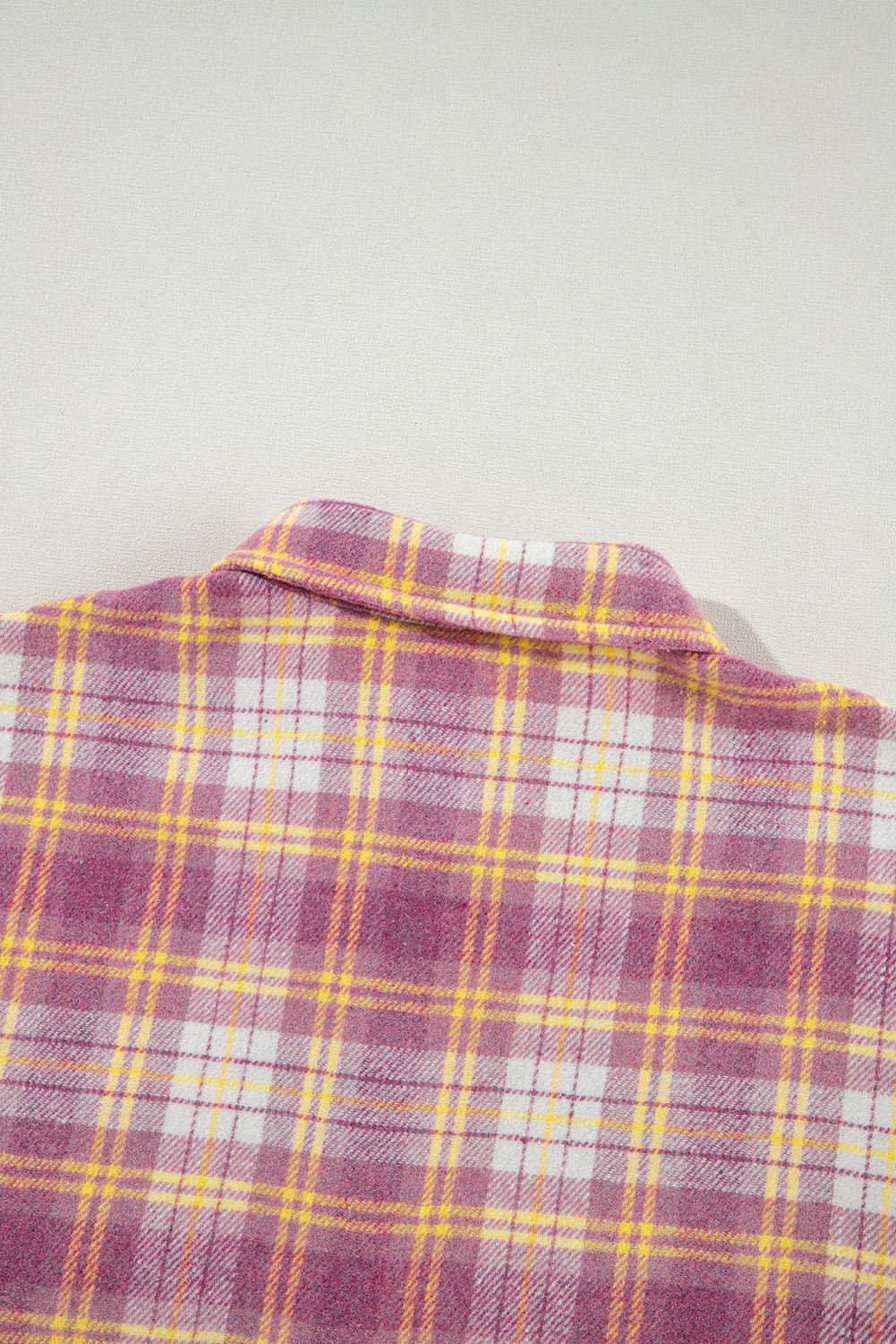 Pink Plaid Print Chest Pocket Long Sleeve Shacket - loveforevers