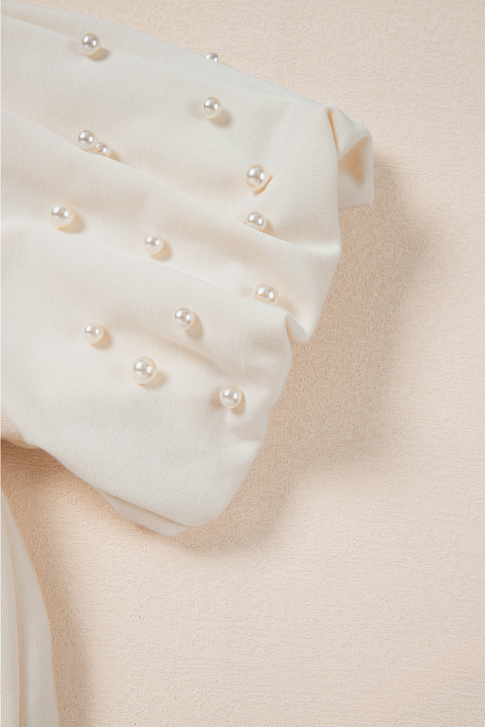 White Pearled Puff Sleeve Round Neck Loose Top - loveforevers