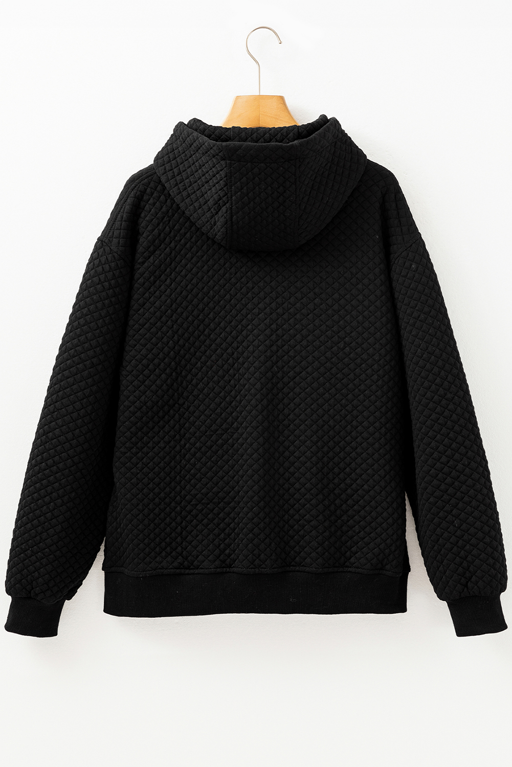 Black Quilted Side Pockets Zipper Hooded Jacket - loveforevers
