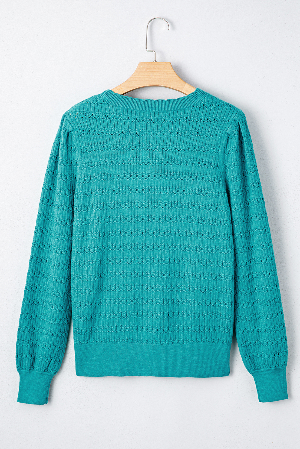 Fiery Red Trendy Pattern Knit Ribbed Cuffs Crew Neck Sweater - loveforevers