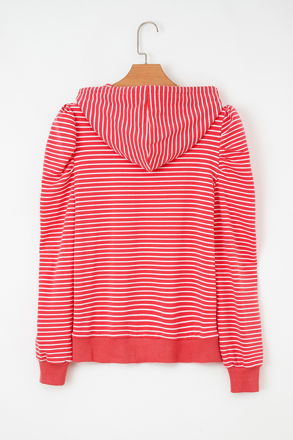 Red Stripe Puff Sleeve Stripe Hoodie - loveforevers