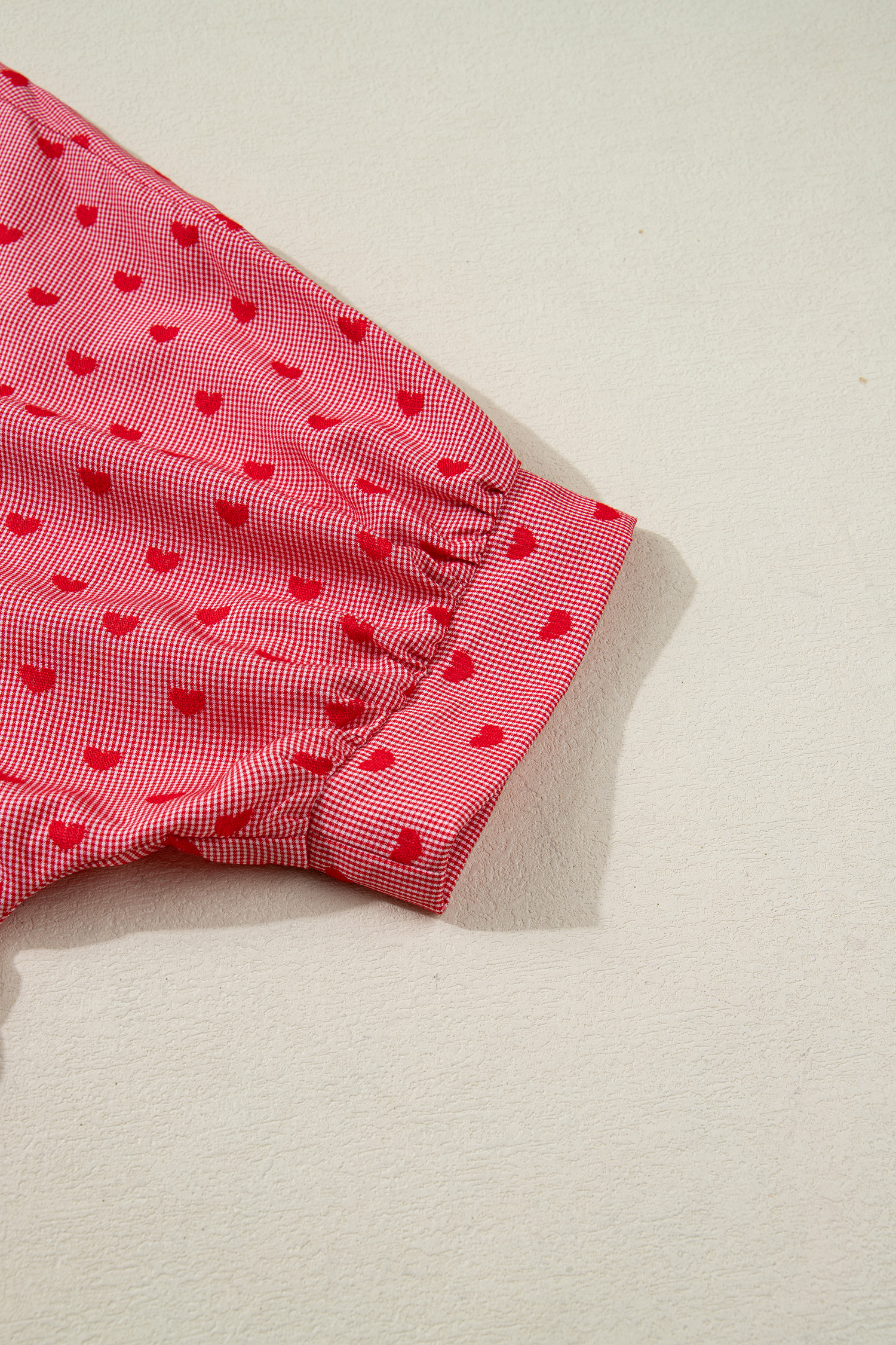 Red Heart Shape Print Half Sleeve Loose Valentine Shirt - loveforevers