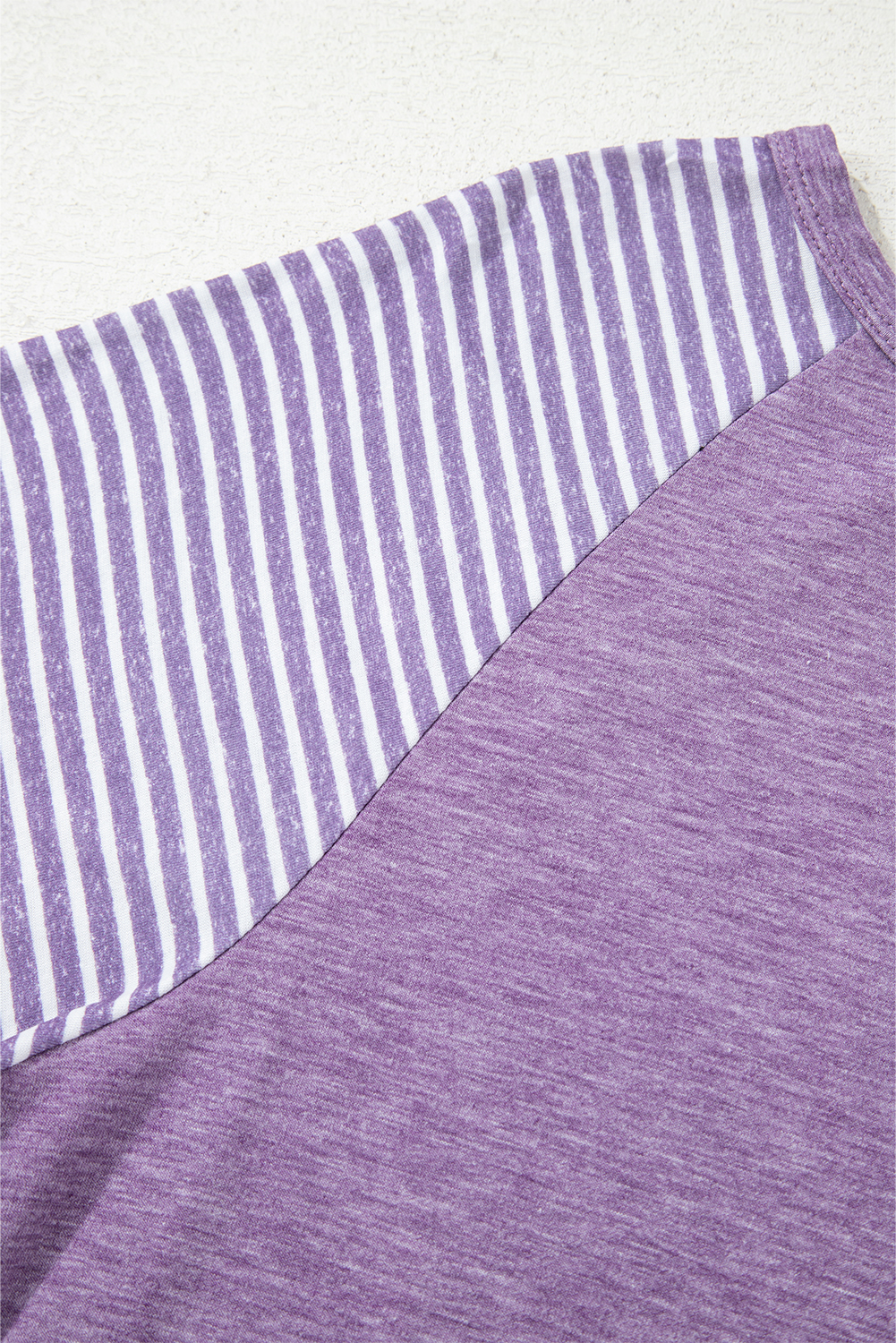 Tillandsia Purple Contrast Print Striped Raglan Long Sleeve Loose Top - loveforevers
