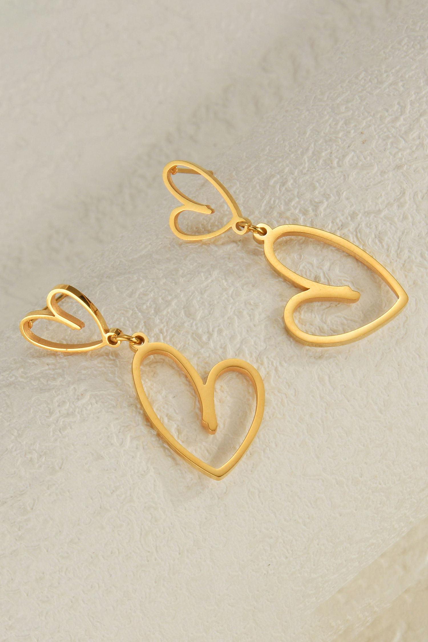 Gold Plated Dual Heart Stud Earrings - loveforevers