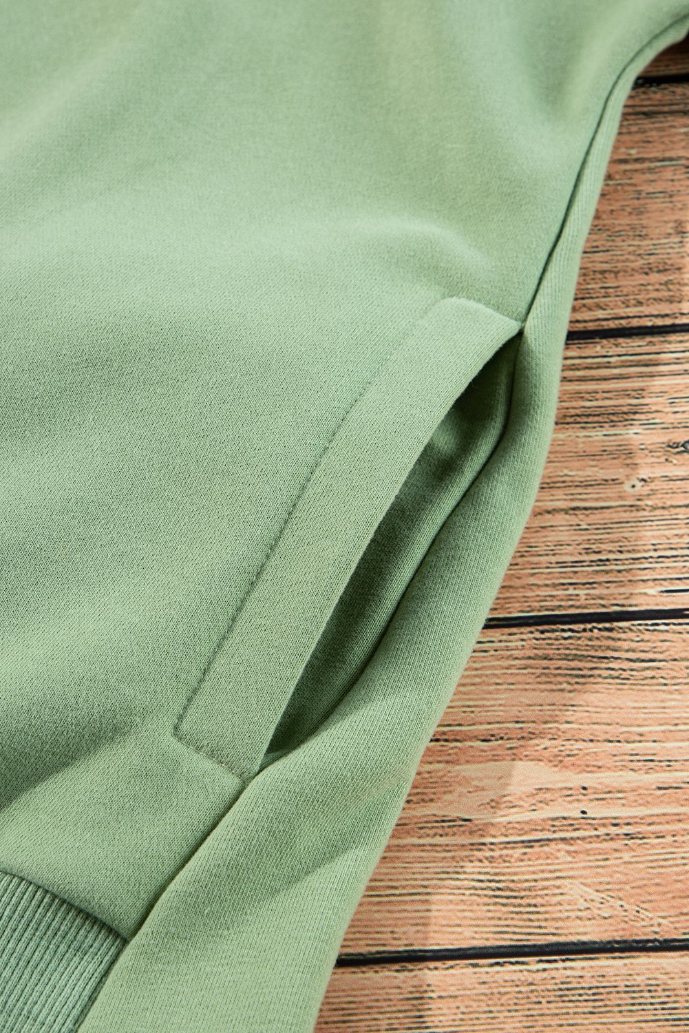 Grass Green Solid Fleece Lined Drop Shoulder High Low Sweatshirt - loveforevers