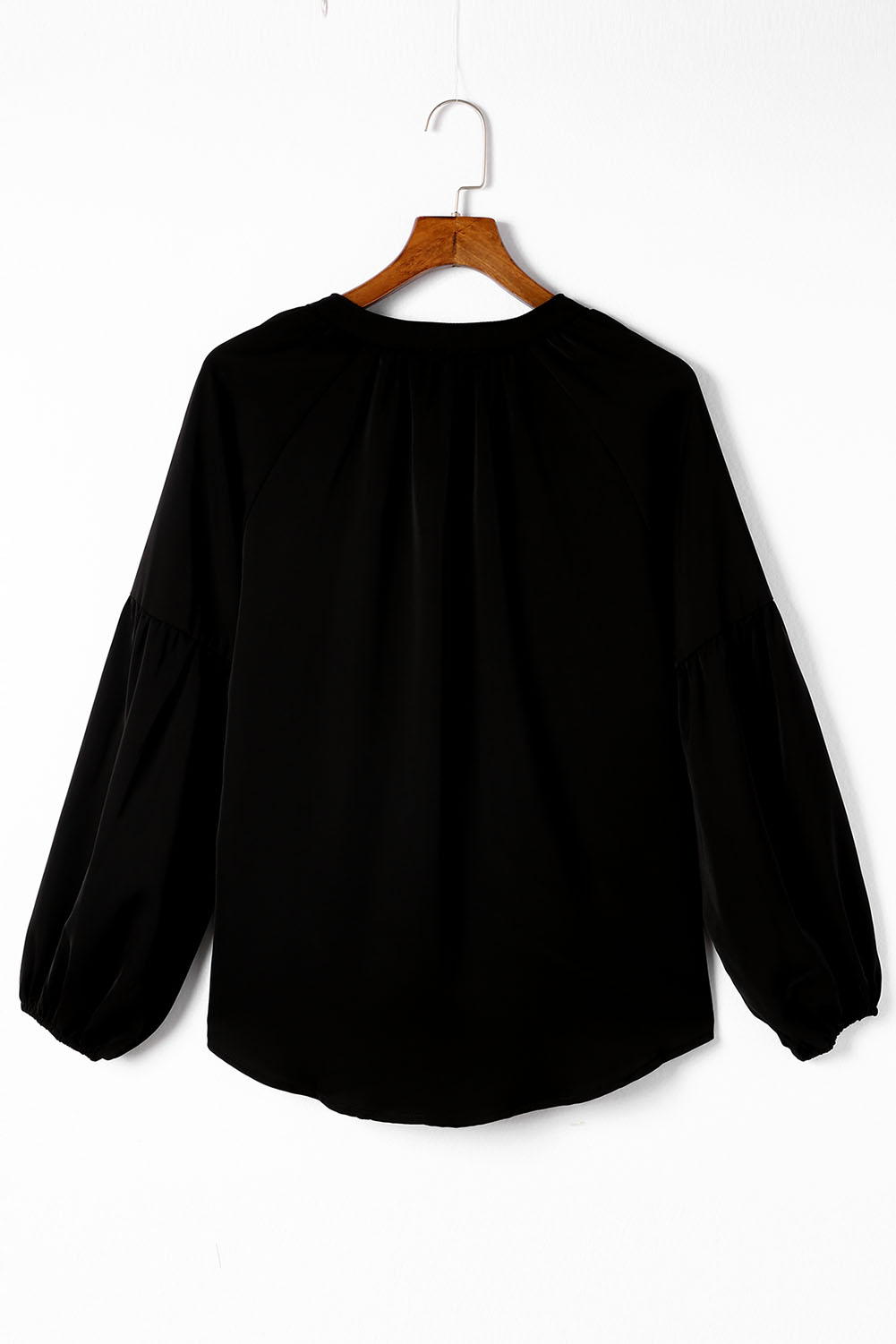 Black V Neck Long Puff Sleeve Top - loveforevers
