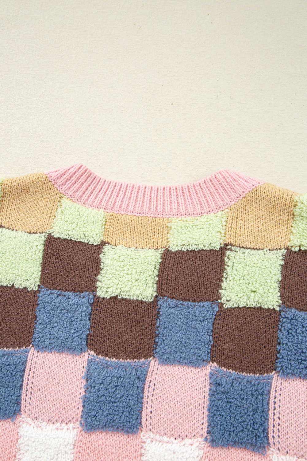 Multicolour Plush Checkered Pattern Button Front Cardigan Sweater - loveforevers