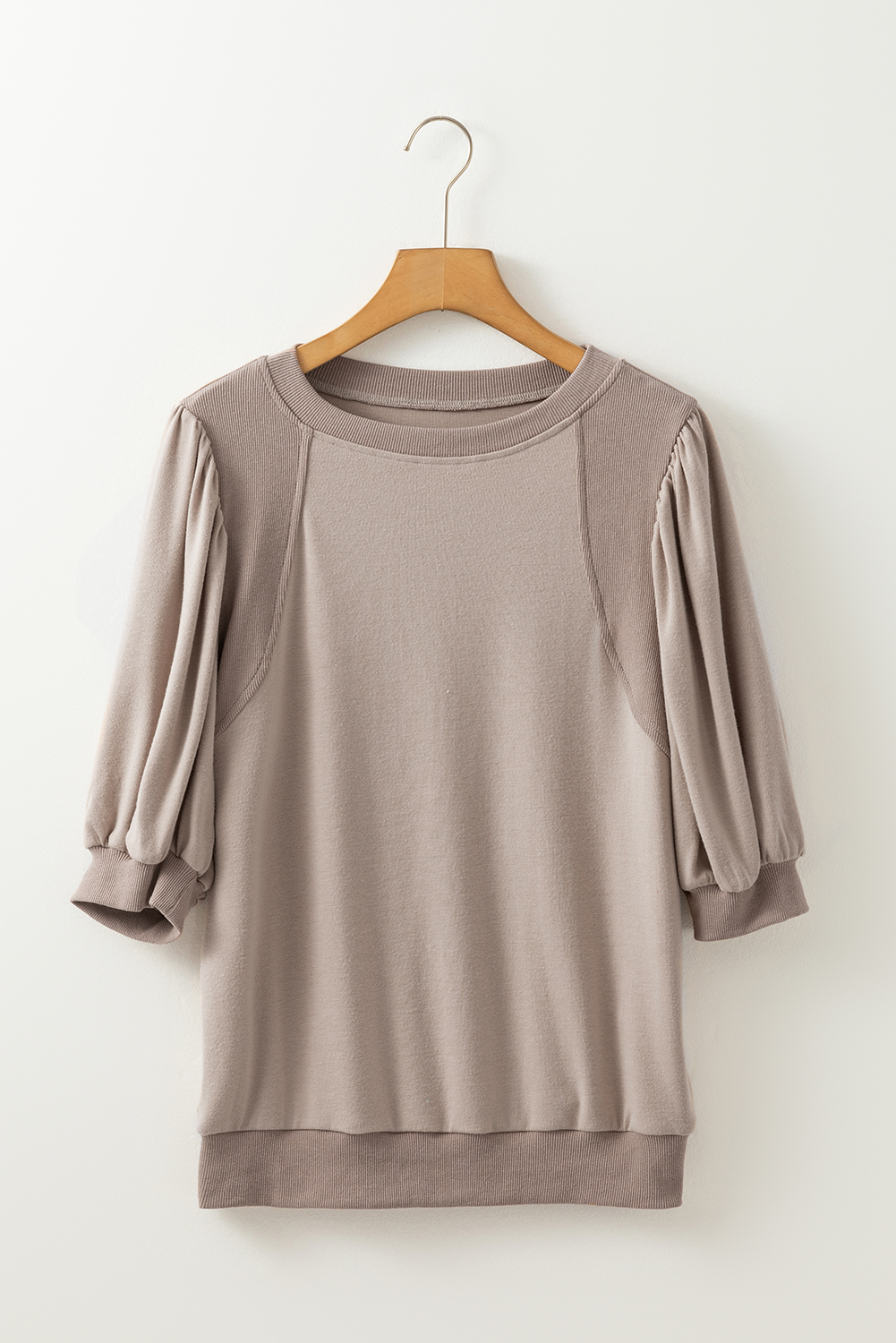 Goat Half Lantern Sleeve Solid Colour Pullover Top - loveforevers