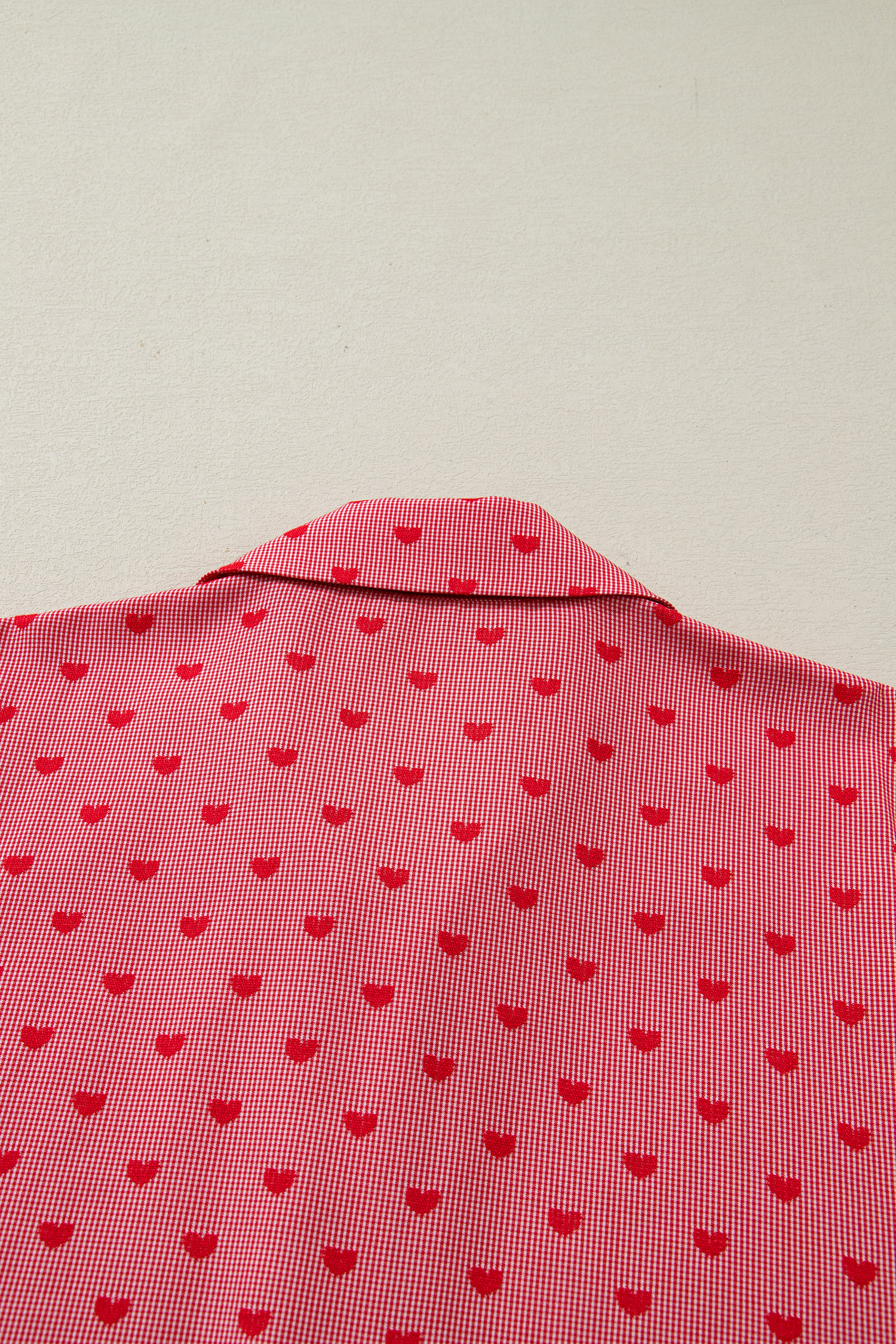 Red Heart Shape Print Half Sleeve Loose Valentine Shirt - loveforevers