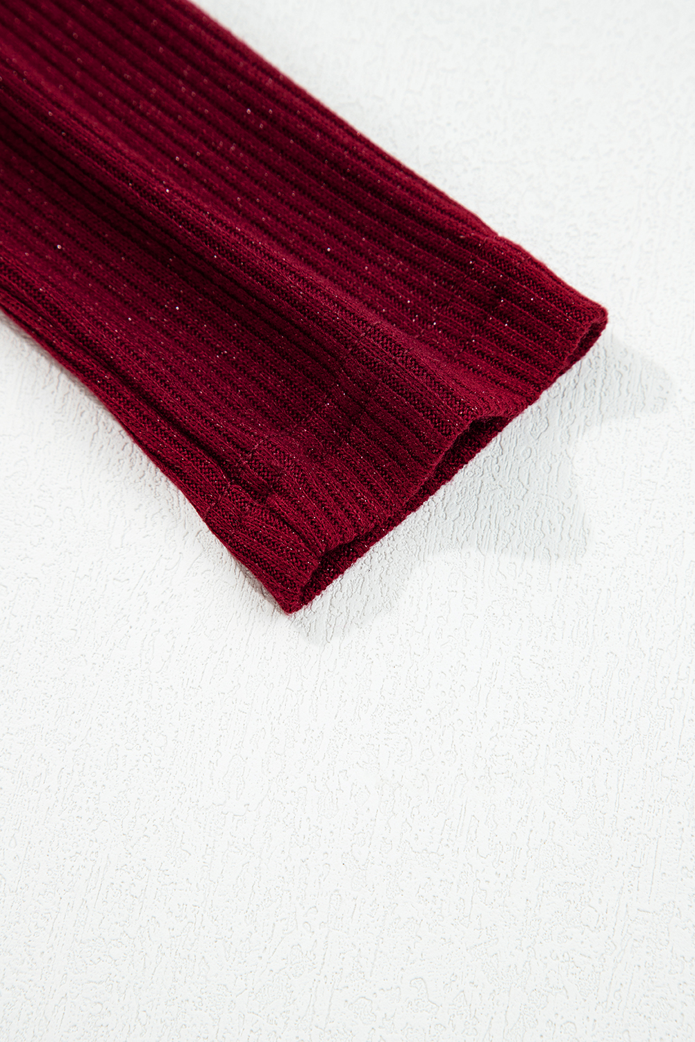 Red Dahlia Metal Ribbed Knit Long Sleeve Slim Fit Top - loveforevers