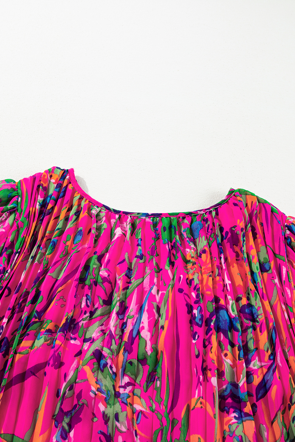 Rose Plus Size Abstract Floral Print Pleated Loose Dress - loveforevers